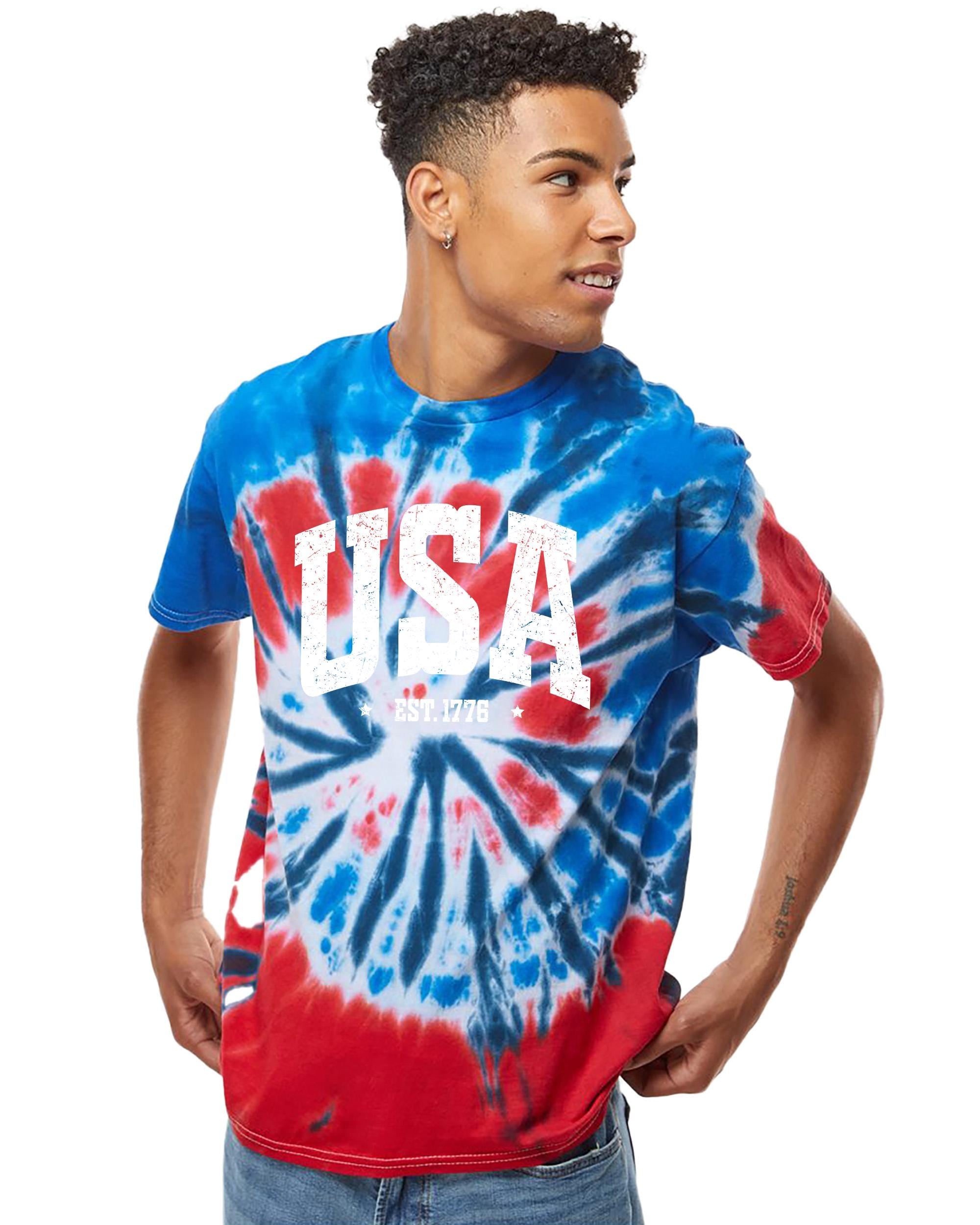 USA 1776 Red White and Blue Tie Dye Colortone T-shirt, America Shirt, Fourth Shirt, Unisex 4th of July Patriotic T, Independence Day
