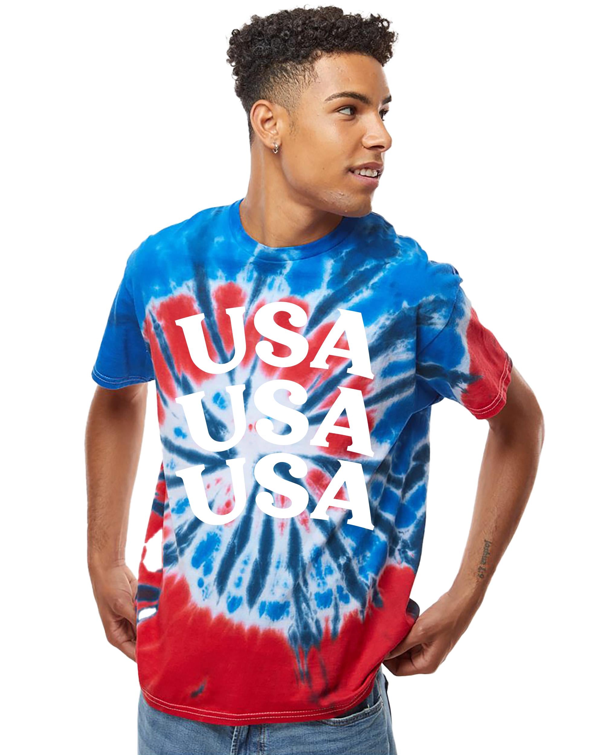 USA Retro Design, Red White and Blue Tie Dye Colortone Tshirt, America Shirt, Fourth Shirt, Unisex 4th of July Patriotic T, Independence Day