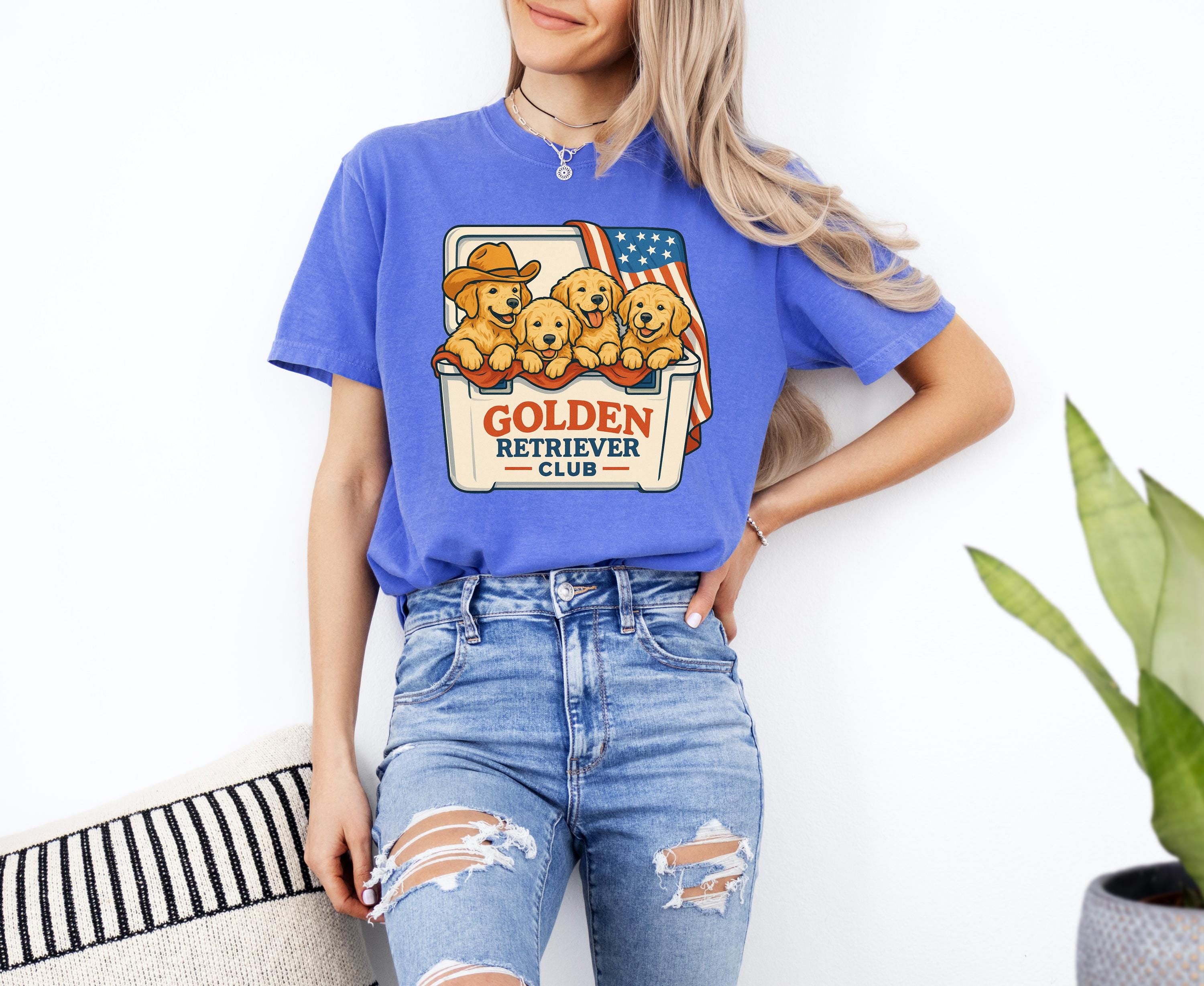 Retro Golden Retriever Club Comfort Colors Shirt Fourth of July T Cute fourth Shirt Unisex 4th of July Patriotic Shirt Independence Day