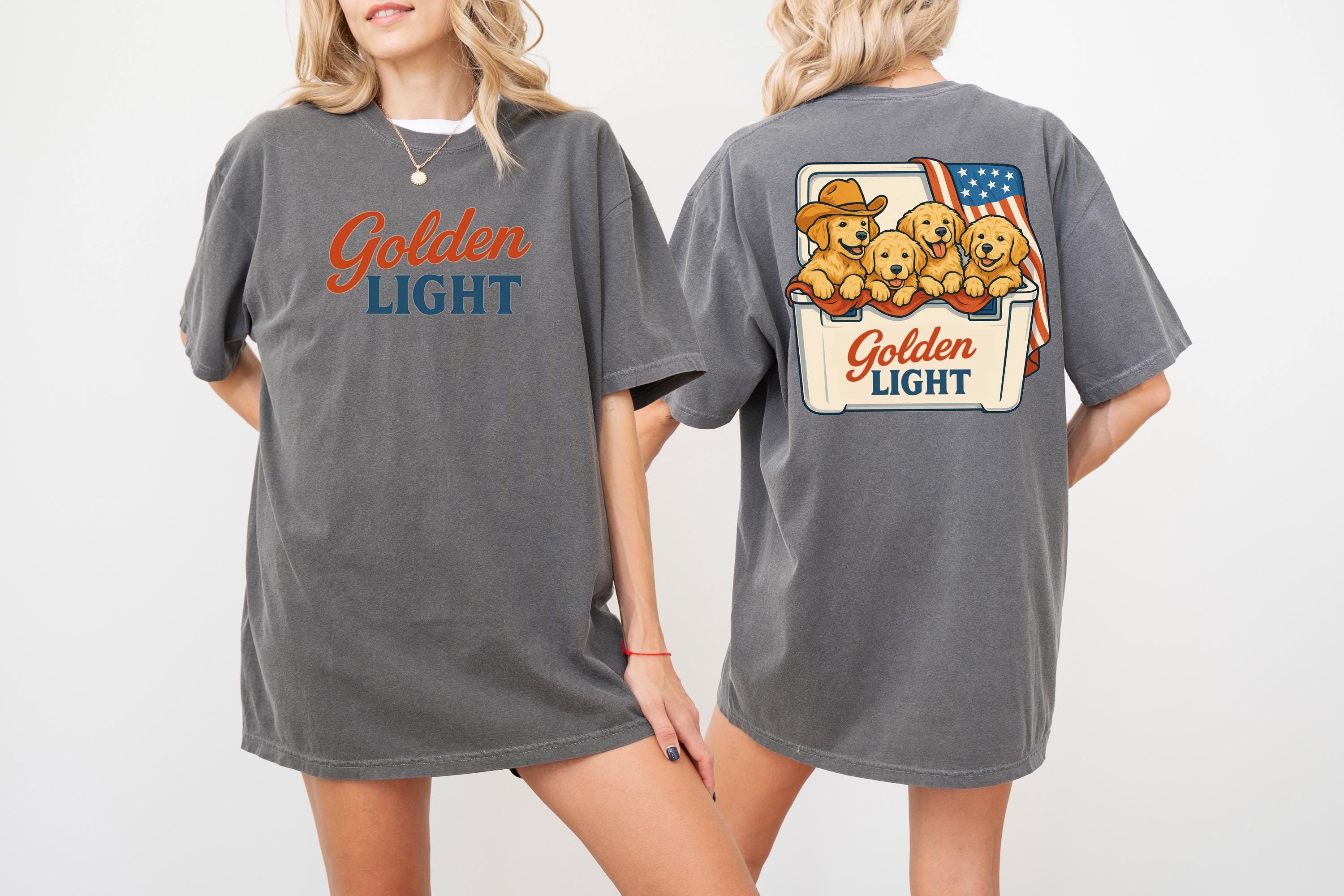 Retro Golden Light Comfort Colors shirt, 4th of July tee, Retro American Golden Retriever shirt, Unisex 4th of July shirt, Independence Tee