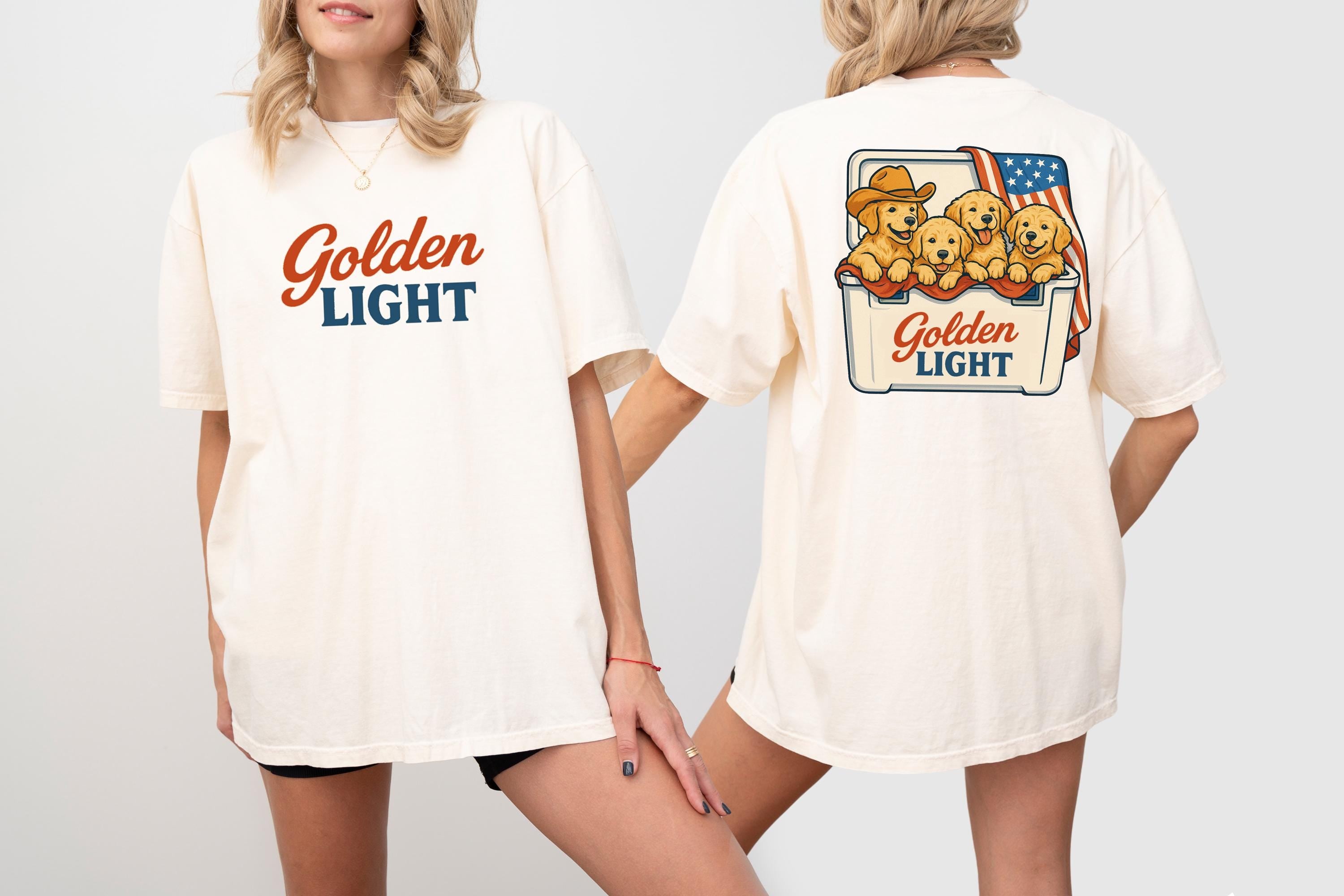 Retro Golden Light Comfort Colors shirt, 4th of July tee, Retro American Golden Retriever shirt, Unisex 4th of July shirt, Independence Tee