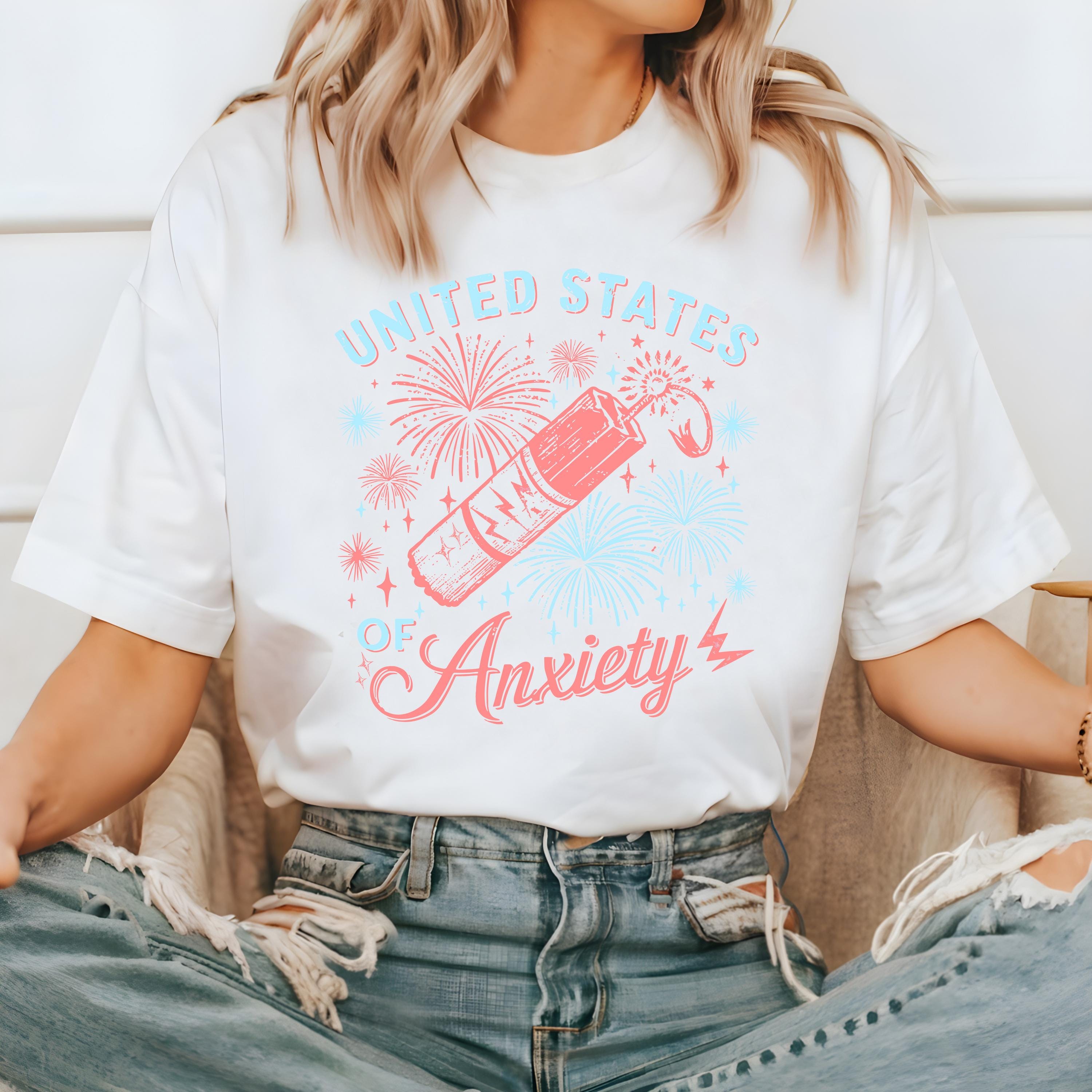 United States of Anxiety Comfort Colors Tshirt, 4th of July T, Retro fourth shirt, Unisex July 4th T, American Flag Shirt, Independence Day