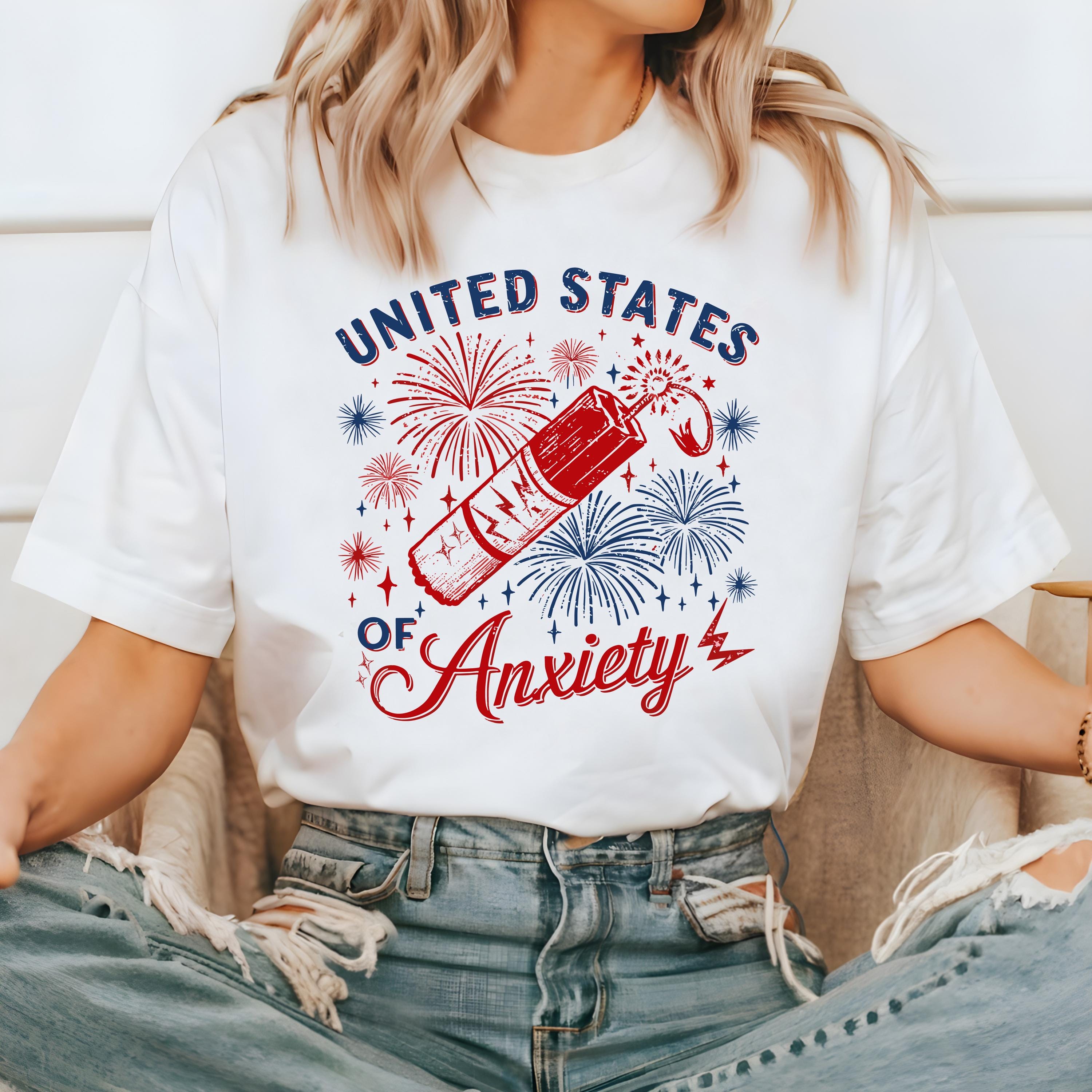 July 4th Comfort Colors Tshirt, United States of Anxiety 4th of July T, Retro fourth shirt, Unisex T, American Flag Shirt, Independence Day