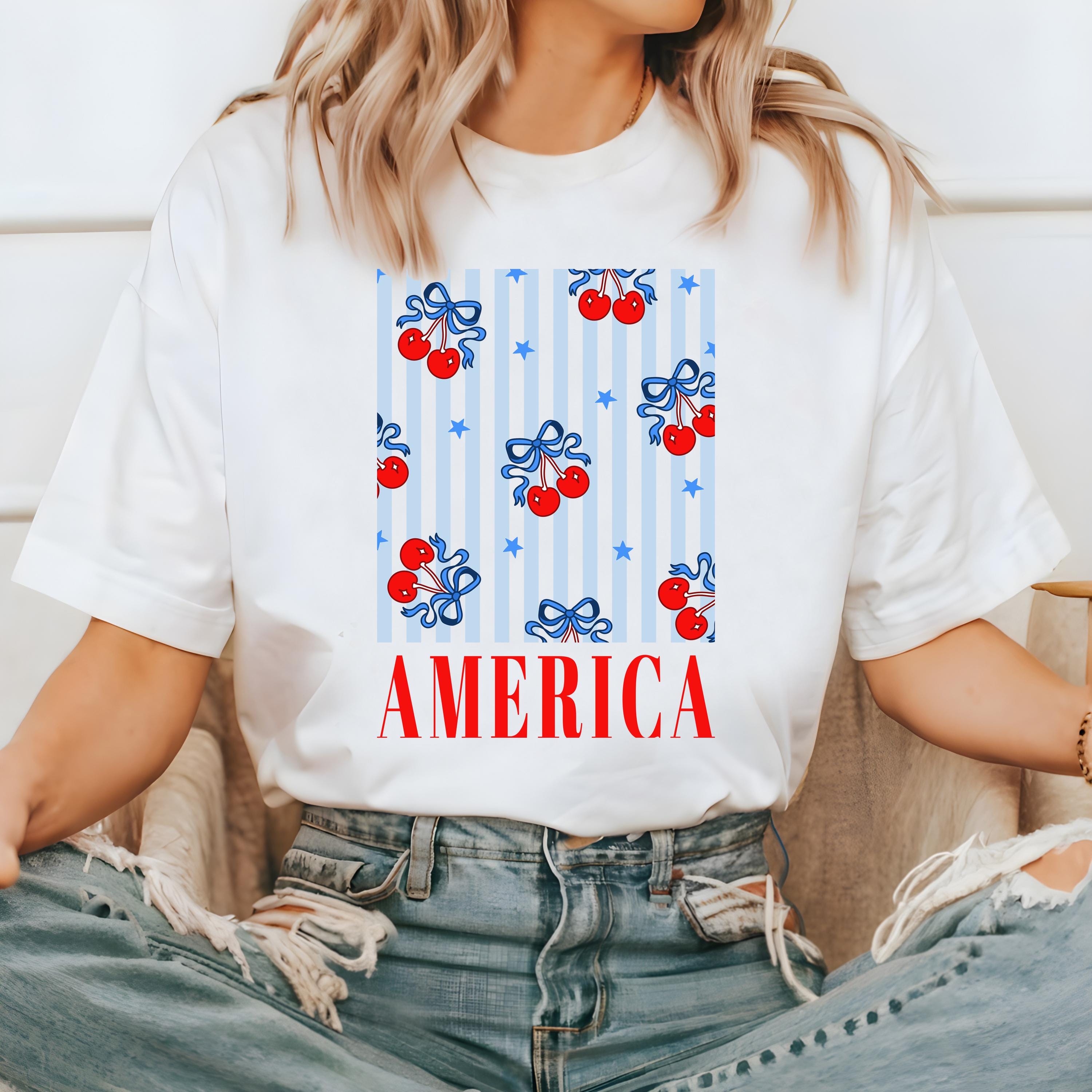 America Cherries Comfort Colors Tshirt, 4th of July tee, Retro fourth shirt, Unisex July 4th T, American Flag Shirt, Independence Day
