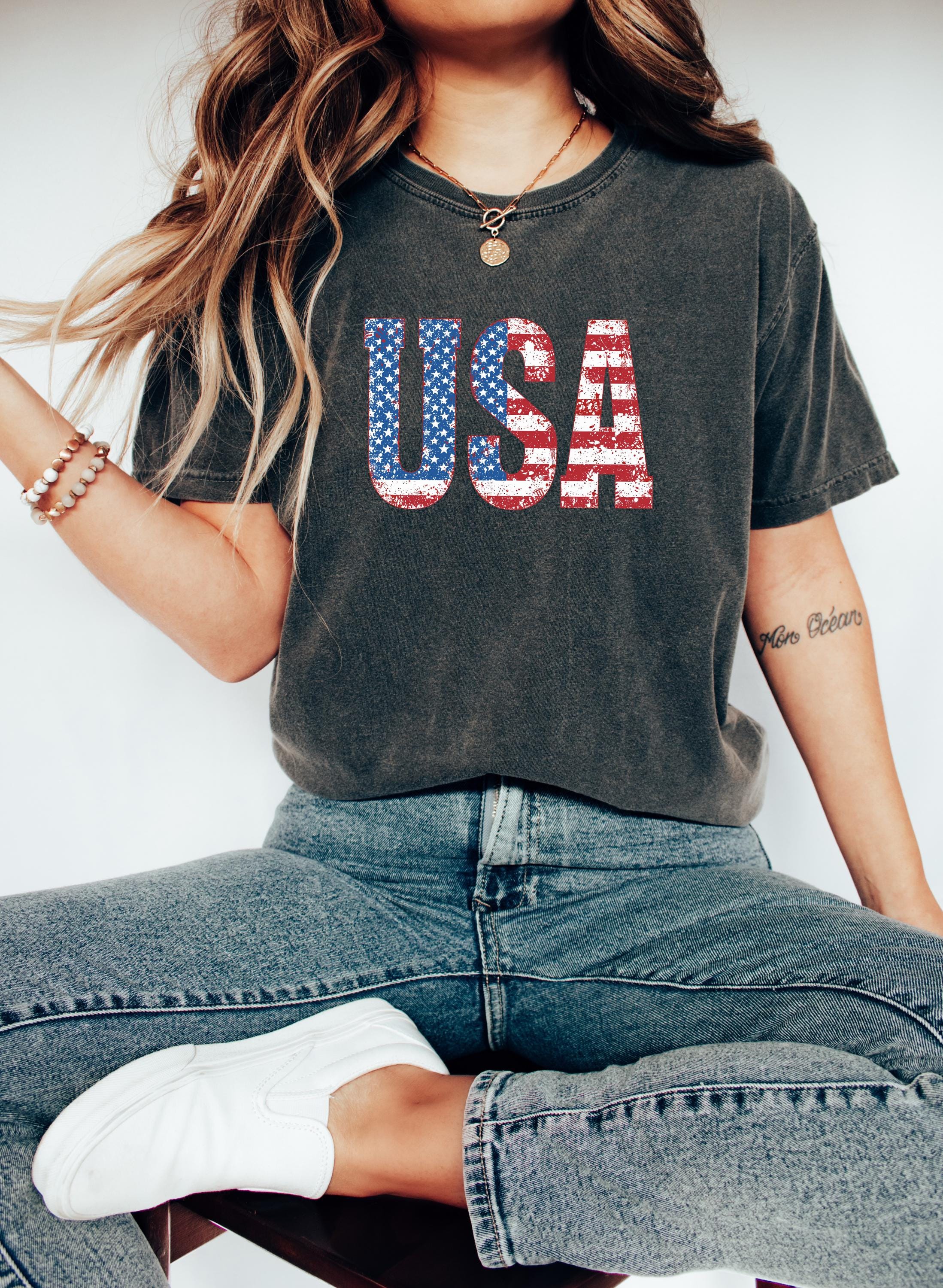 Retro USA Distressed Comfort Colors Tshirt, 4th of July tee, Retro fourth shirt, Unisex July 4th T, American Flag Shirt, Independence Day