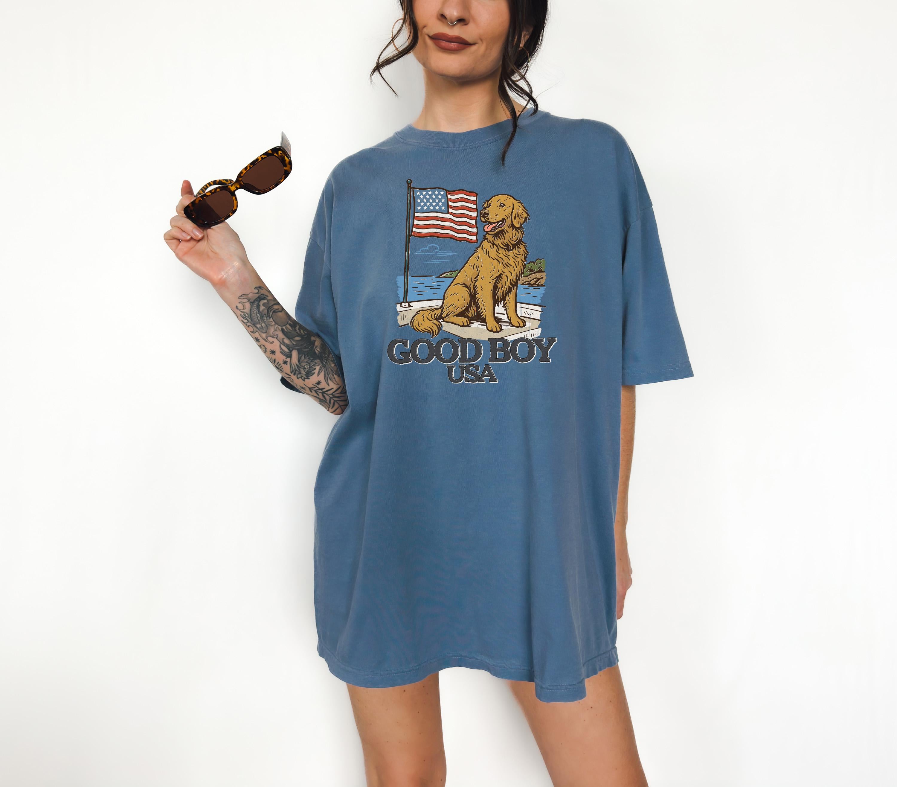 Good Boy USA Golden Retriever Comfort Colors Shirt Fourth of July T Cute fourth Shirt Unisex 4th of July Patriotic Shirt Independence Day