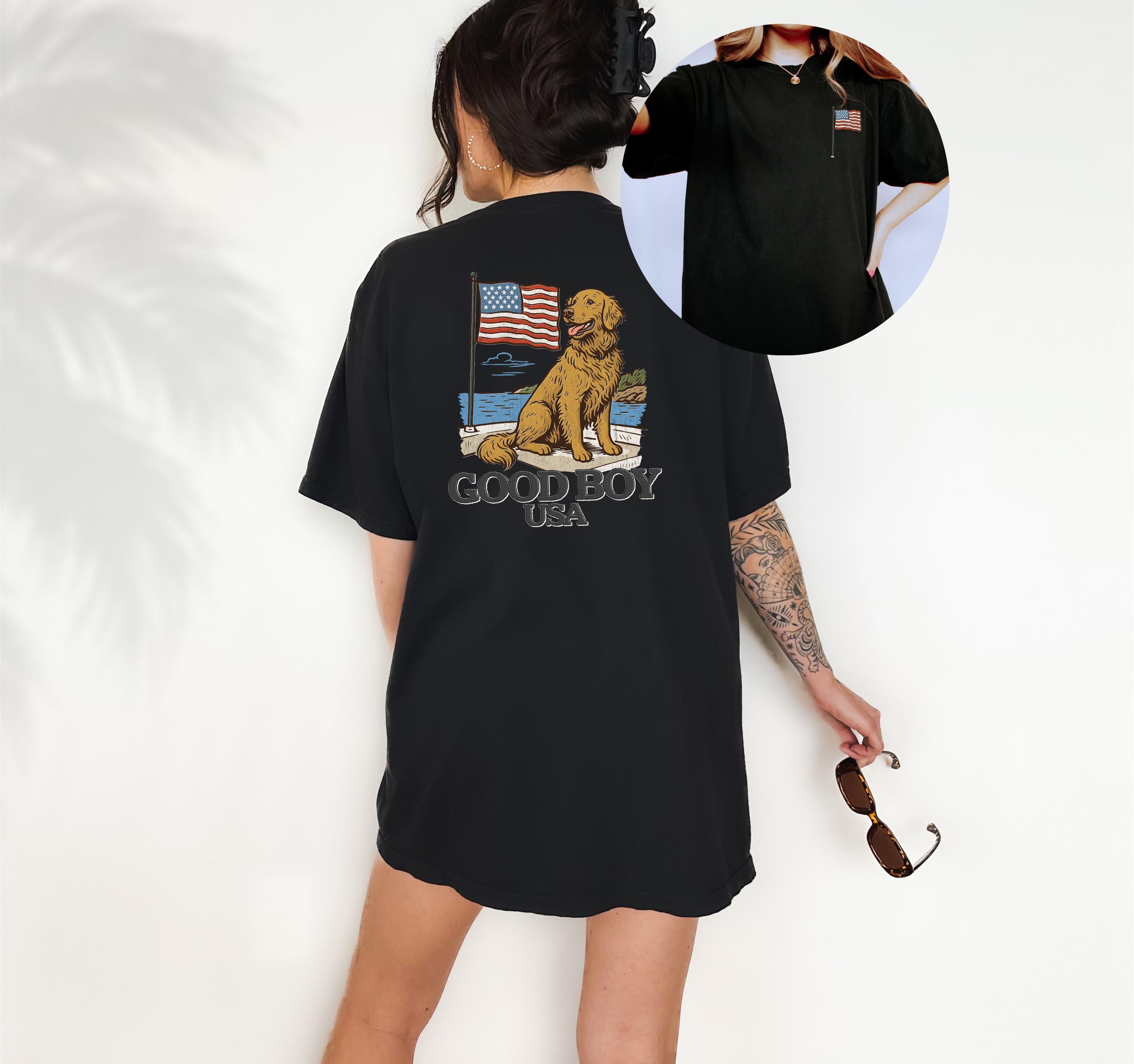 Retro Style Good Boy USA Comfort Colors shirt, 4th of July tee, American Golden Retriever shirt, Unisex 4th of July shirt, Independence Tee