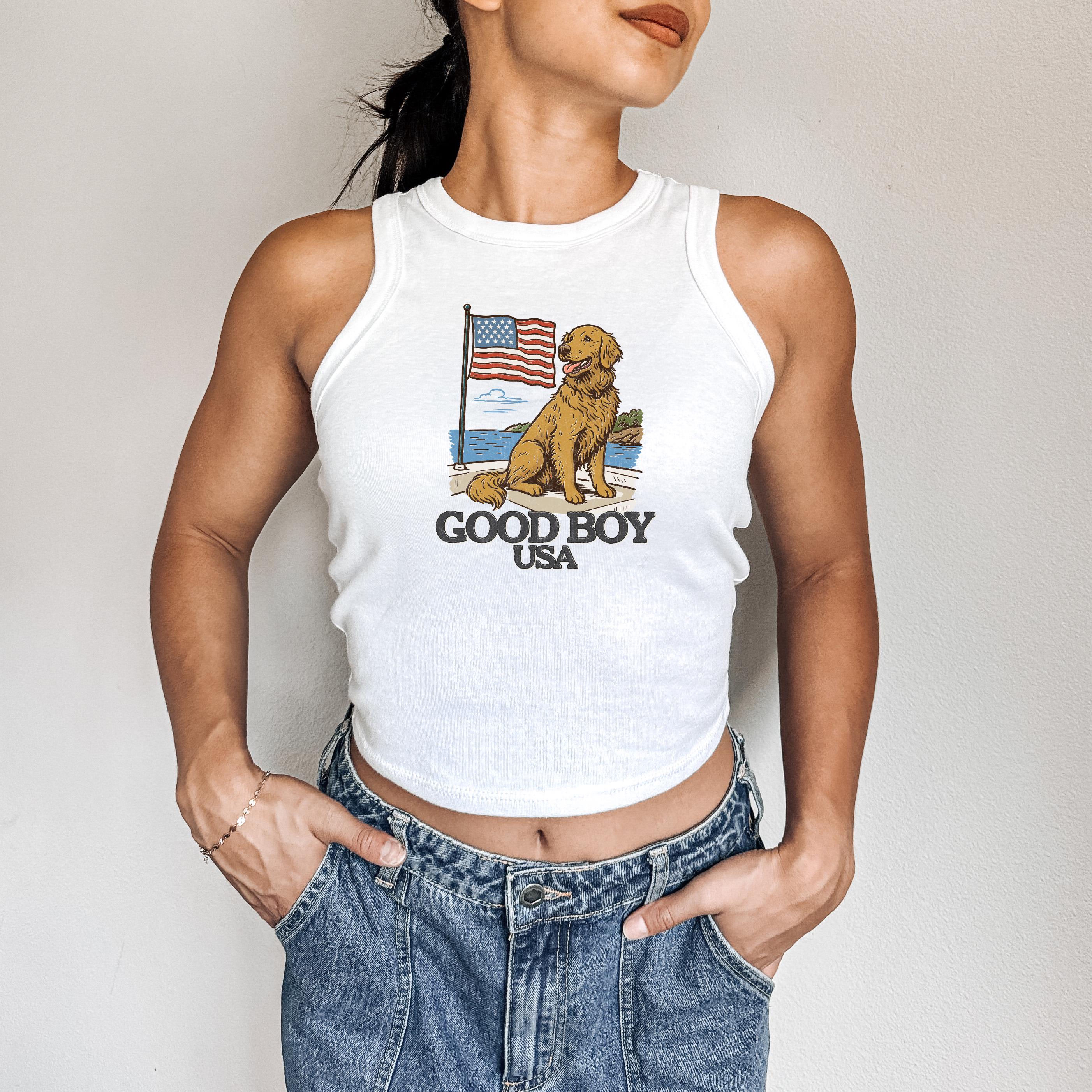 Good Boy USA Tank, 4th of July Golden Retriever Baby T, July Fourth Shirt, Independence Day Shirt American Flag 1019 Tank Top, Patriotic Tee