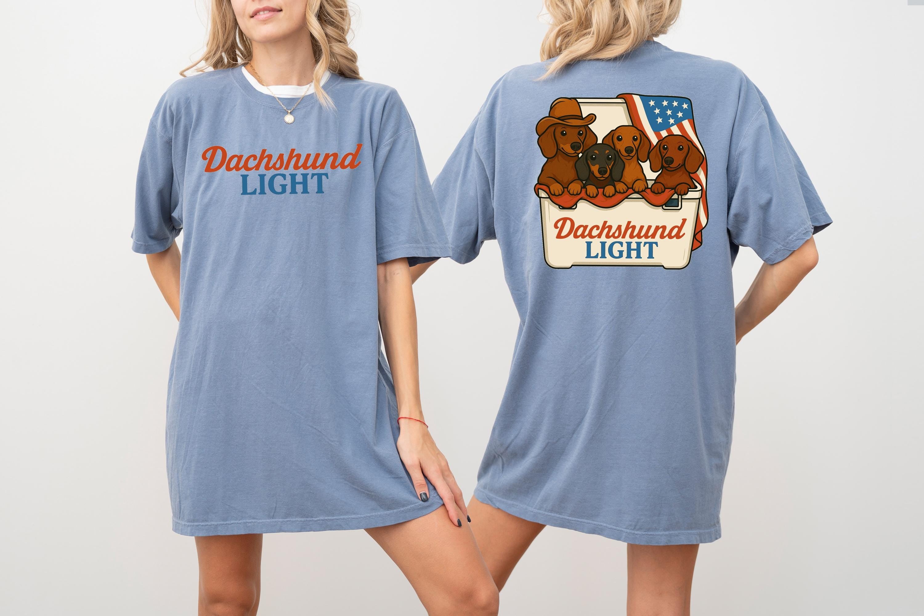 Retro Dachshund Light Comfort Colors shirt, 4th of July tee, Retro American Weiner Dog shirt, Unisex 4th of July shirt, Independence Tee