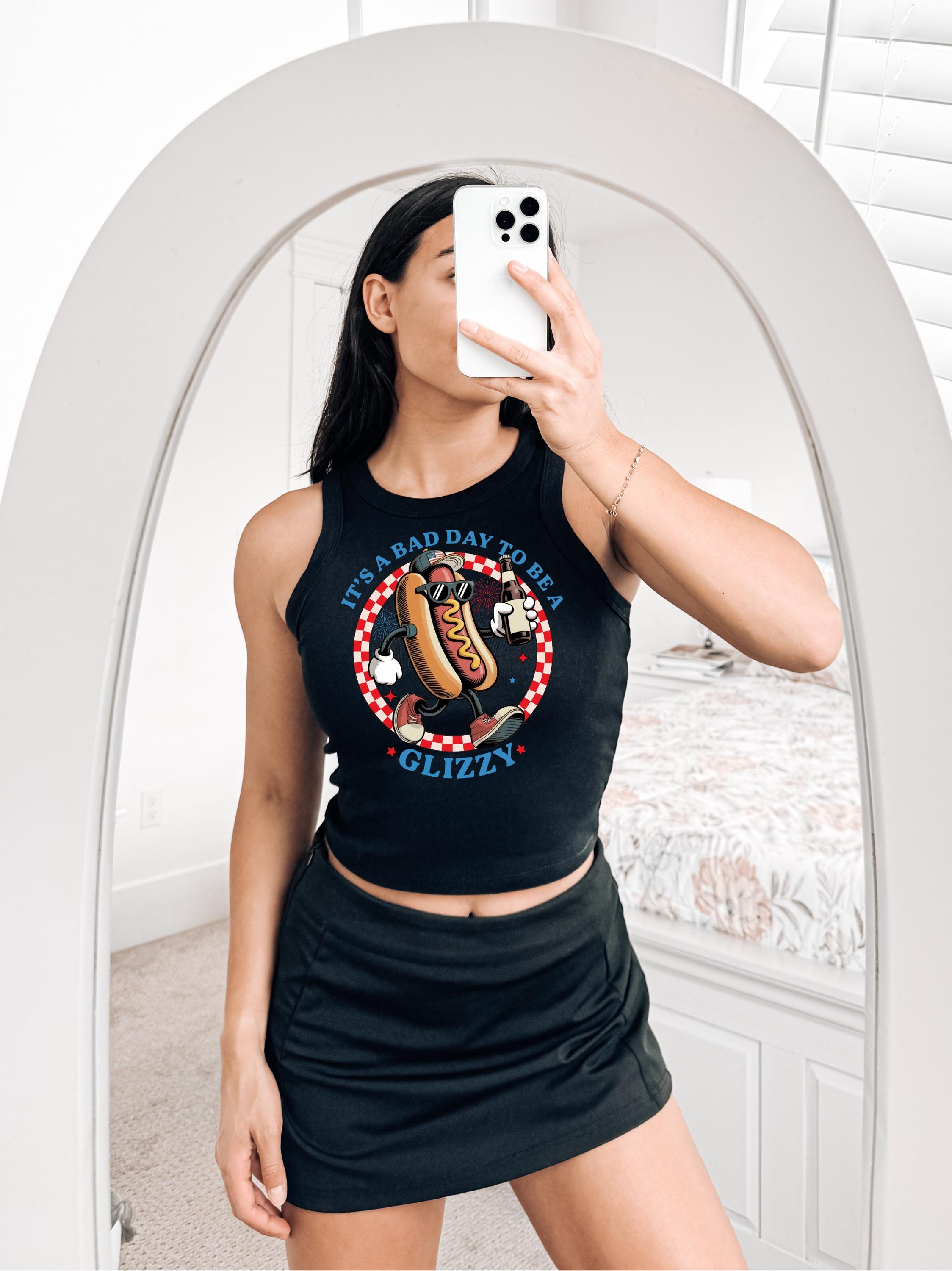 Bad Day To Be A Glizzy Tank, 4th of July Checkered T, Retro fourth Tshirt, Independence Day, Hot Dog Design, American Flag, 1019 Tank Top