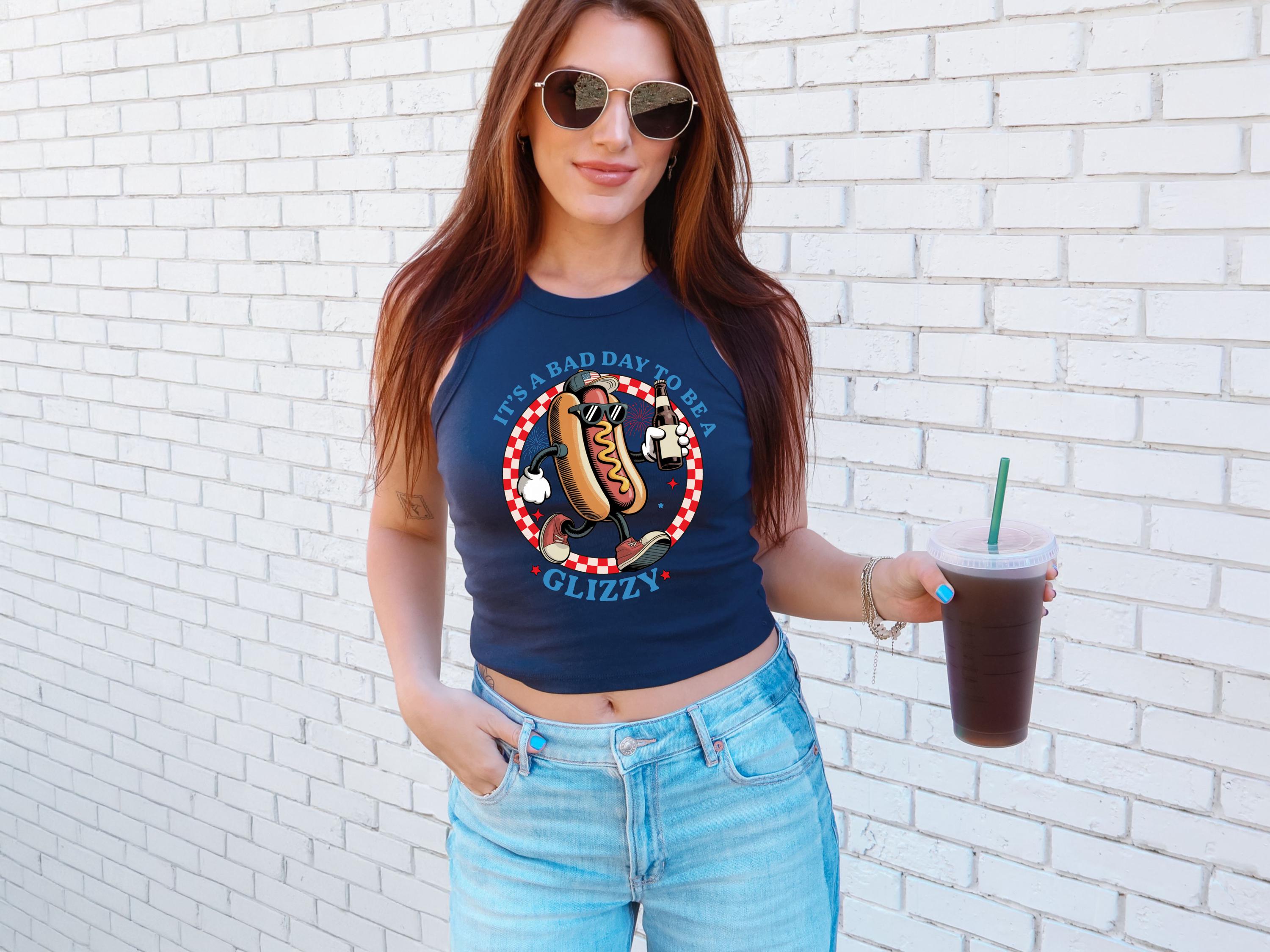 Bad Day To Be A Glizzy Tank, 4th of July Checkered T, Retro fourth Tshirt, Independence Day, Hot Dog Design, American Flag, 1019 Tank Top