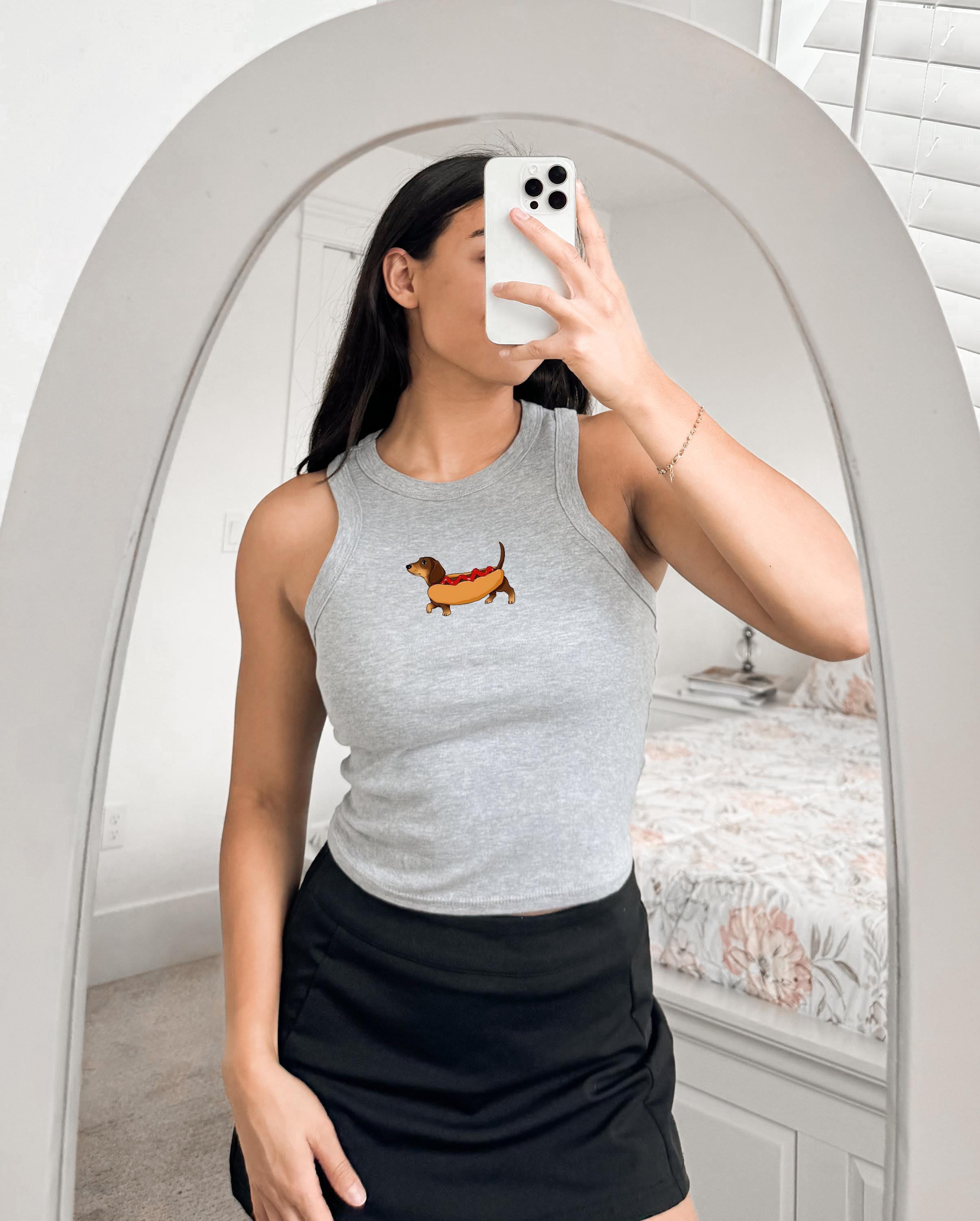 Cute Dachshund Hotdog Tank, 4th of July Red White and Blue T, July Fourth Shirt, Independence Day, American Flag, 1019 Tank Top