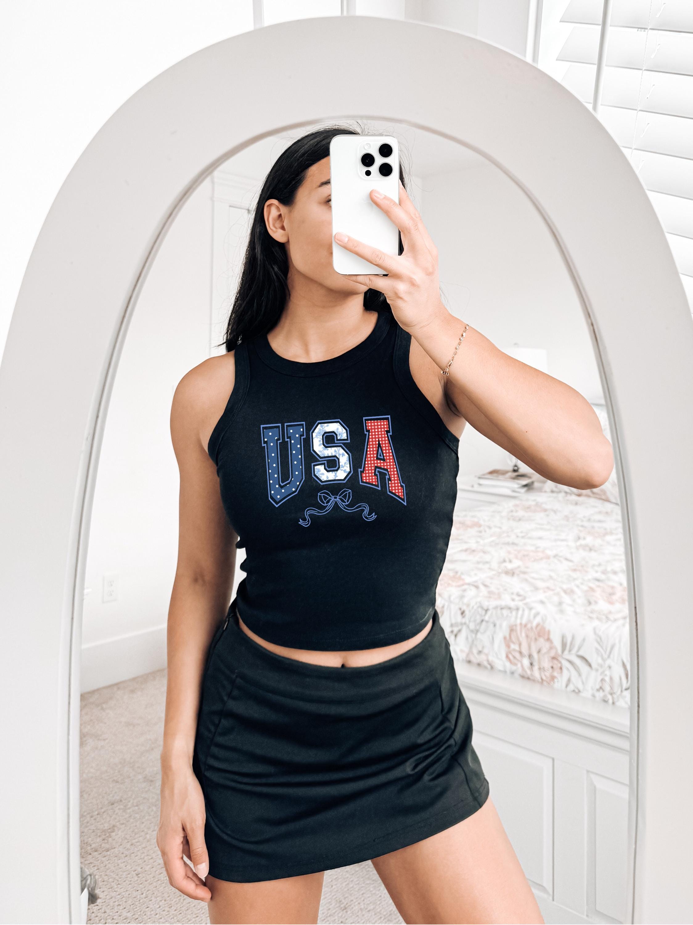 USA Coquette Bow Tank, 4th of July Stars And Stripes T, July Fourth Shirt, Independence Day Shirt, American Flag 1019 Tank Top