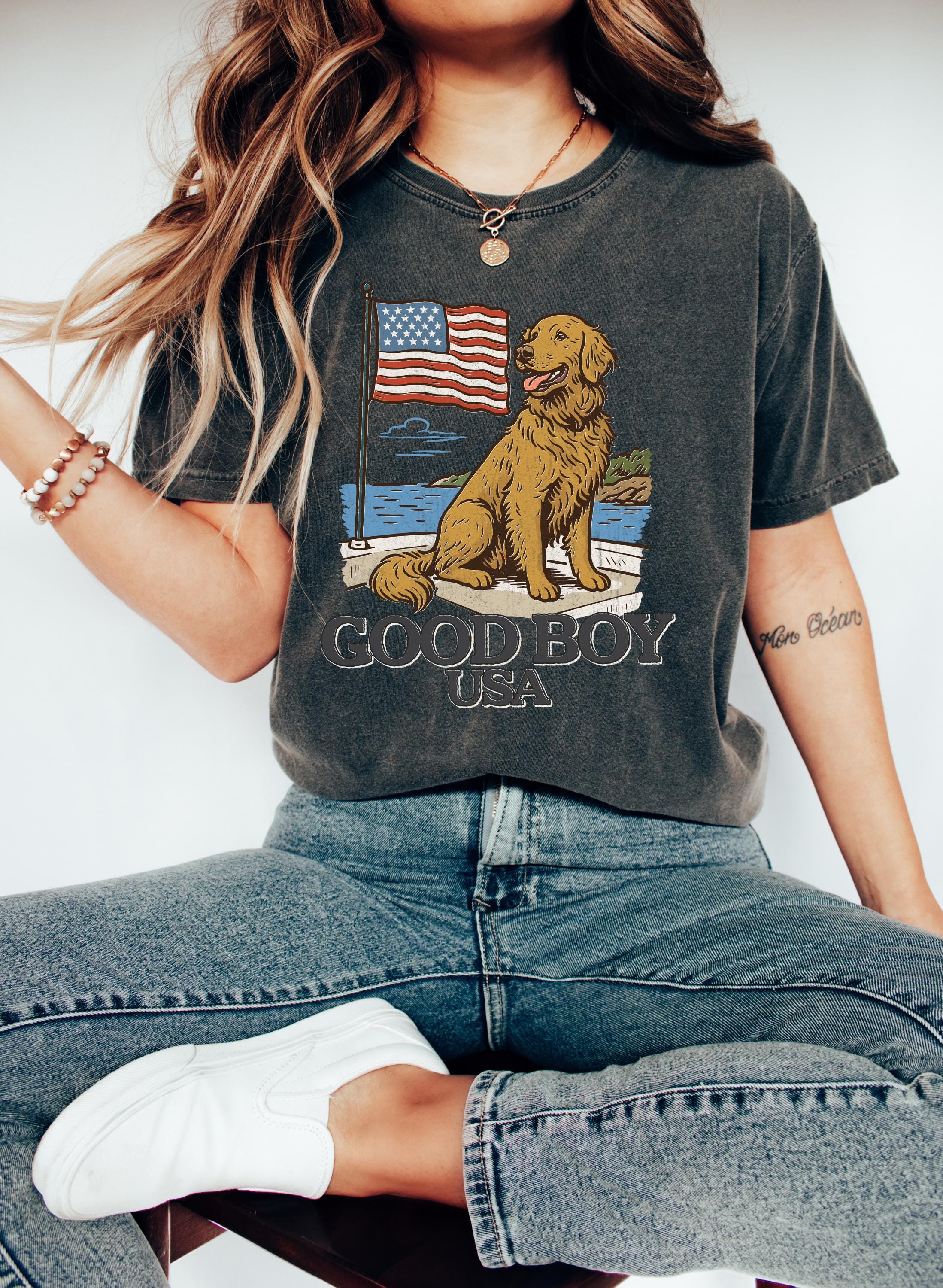 Good Boy USA Golden Retriever Comfort Colors Shirt Fourth of July T Cute fourth Shirt Unisex 4th of July Patriotic Shirt Independence Day