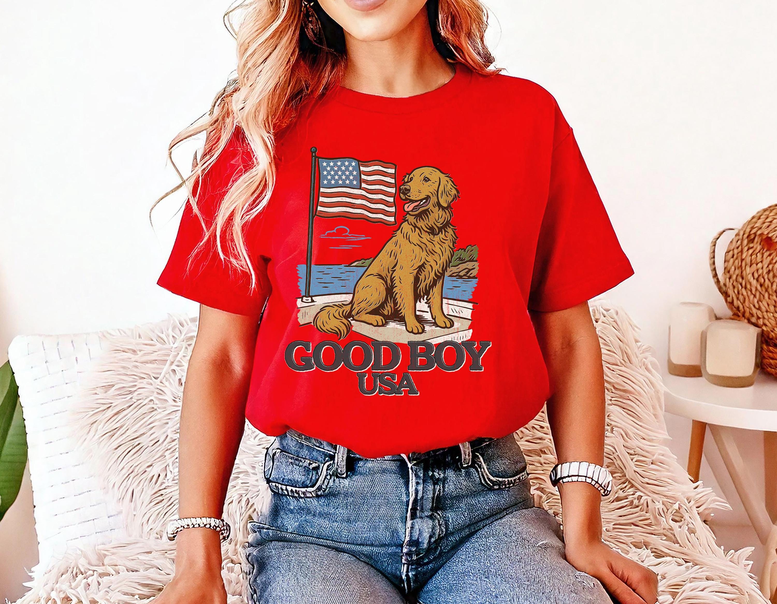 Good Boy USA Golden Retriever Comfort Colors Shirt Fourth of July T Cute fourth Shirt Unisex 4th of July Patriotic Shirt Independence Day
