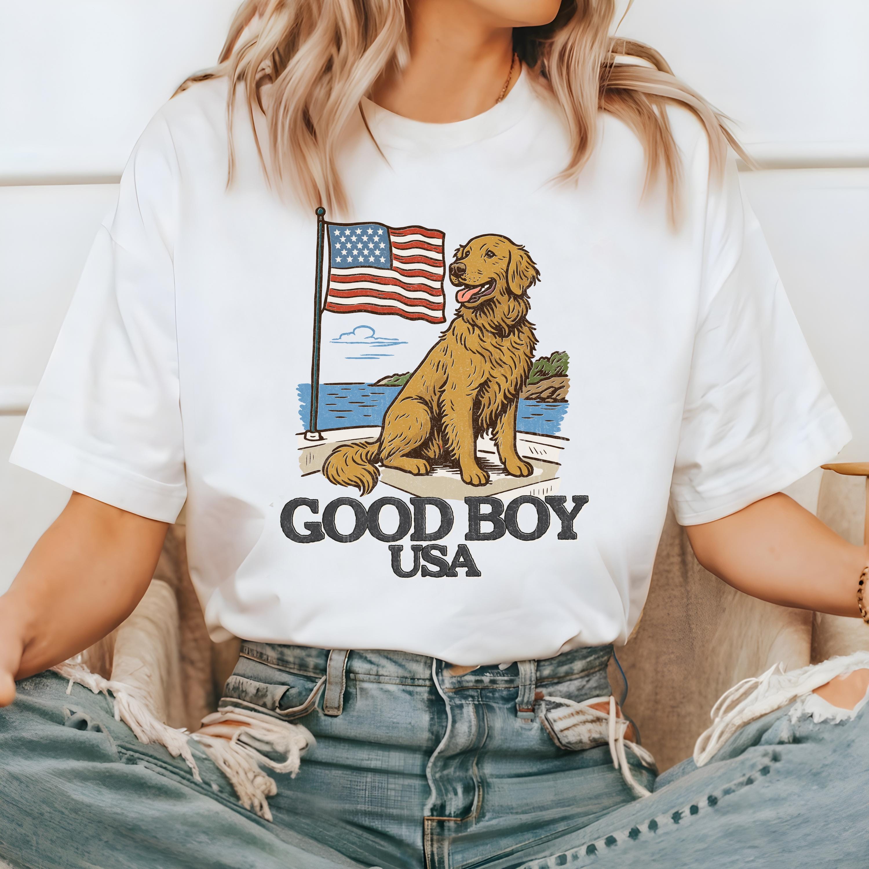 Good Boy USA Golden Retriever Comfort Colors Shirt Fourth of July T Cute fourth Shirt Unisex 4th of July Patriotic Shirt Independence Day