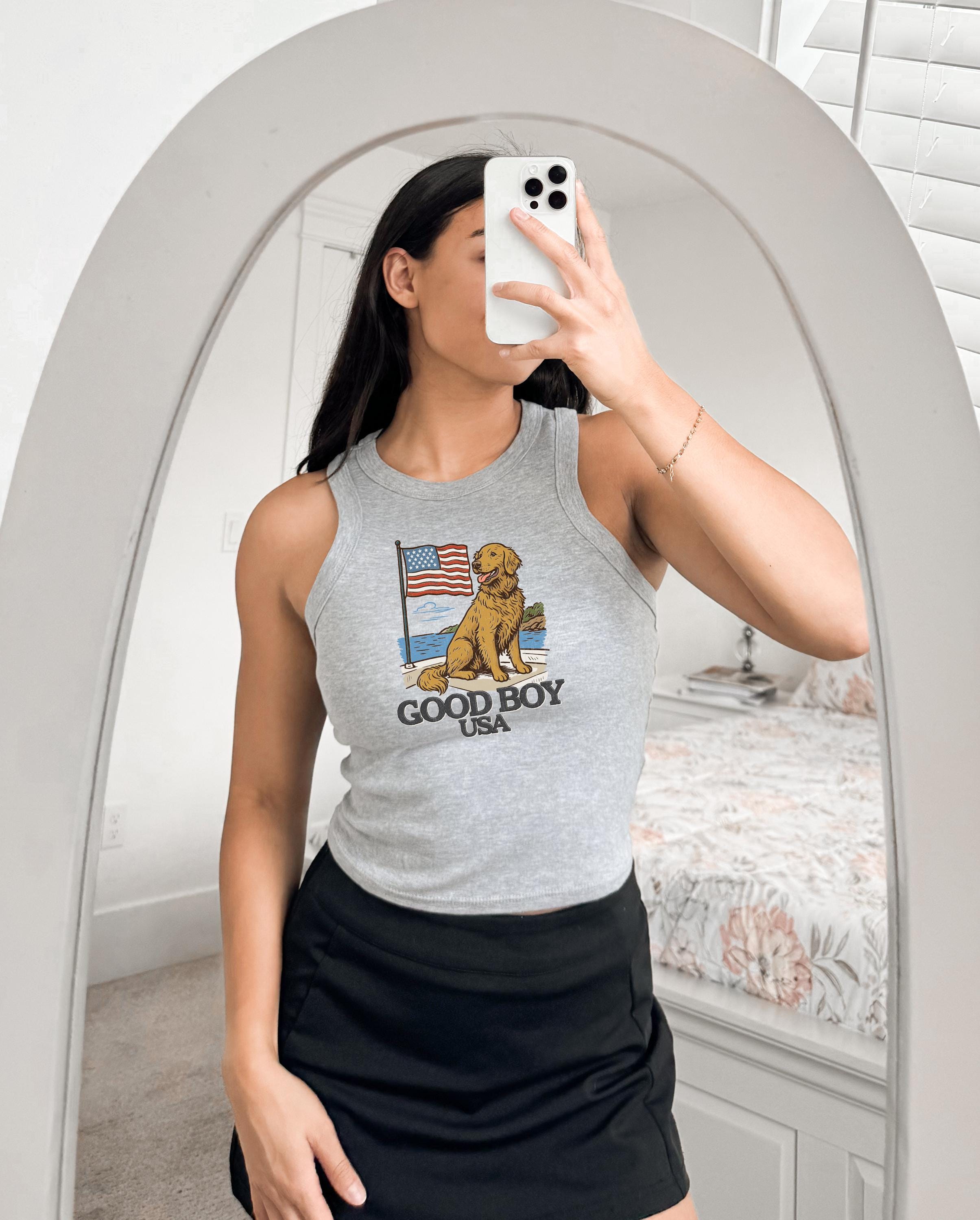 Good Boy USA Tank, 4th of July Golden Retriever Baby T, July Fourth Shirt, Independence Day Shirt American Flag 1019 Tank Top, Patriotic Tee
