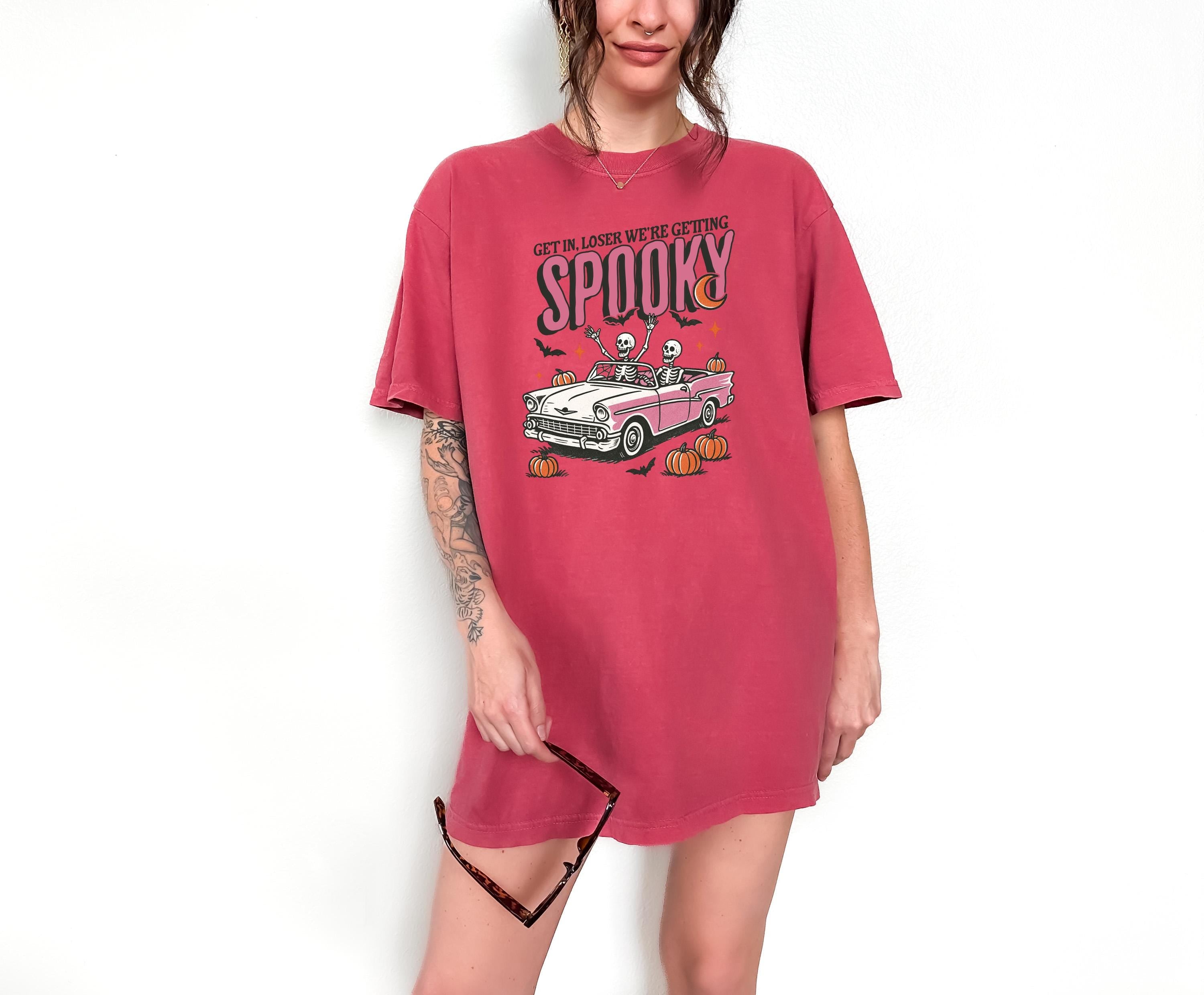 Get In Loser We're Getting Spooky Halloween Comfort Colors Shirt, Creep it Real Shirt, Retro Fall T-Shirt, Boxy Tee, Unisex Autumn T