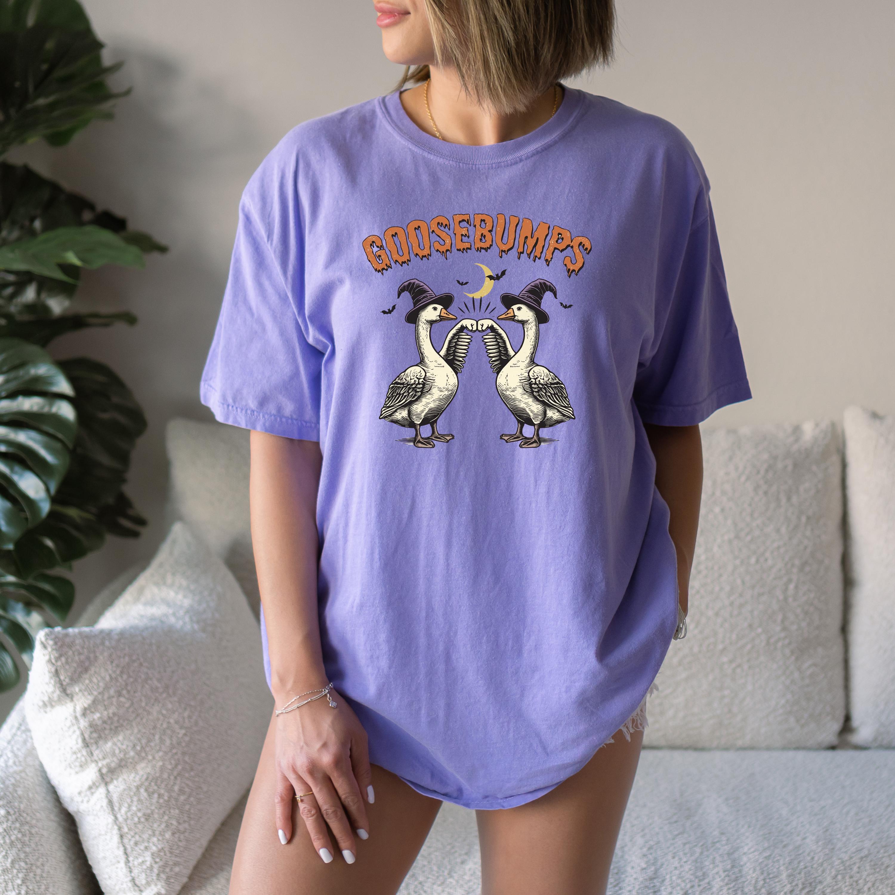Funny Goose Bumps Halloween Comfort Colors Shirt, Witch Shirt, Retro Fall T-Shirt, Boxy Tee, Unisex Autumn T
