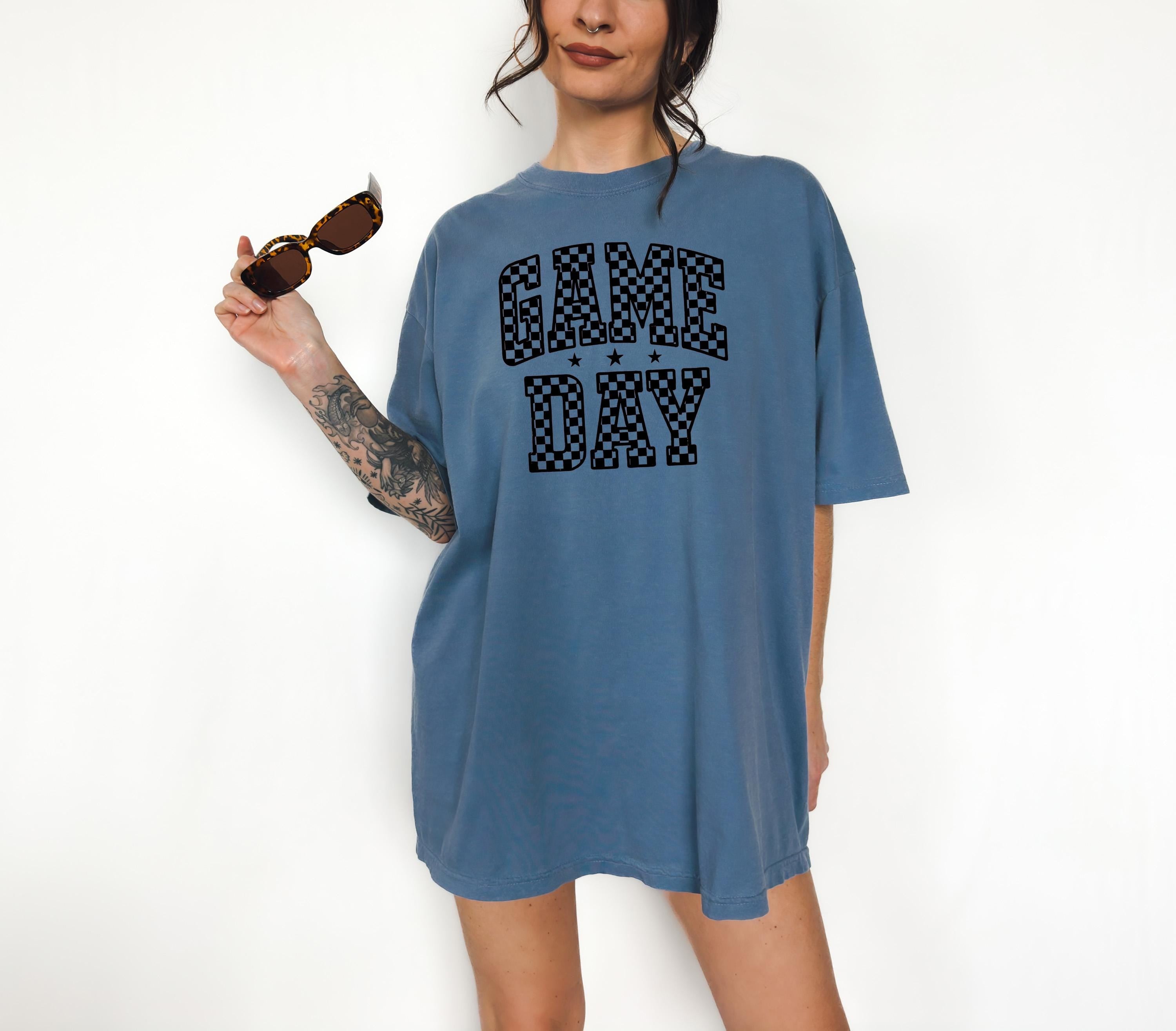 Checkered Game Day Comfort Colors Shirt, Football Team Shirt, Vintage Shirt, Football Shirt, Retro Fall Shirt, Fall Tee