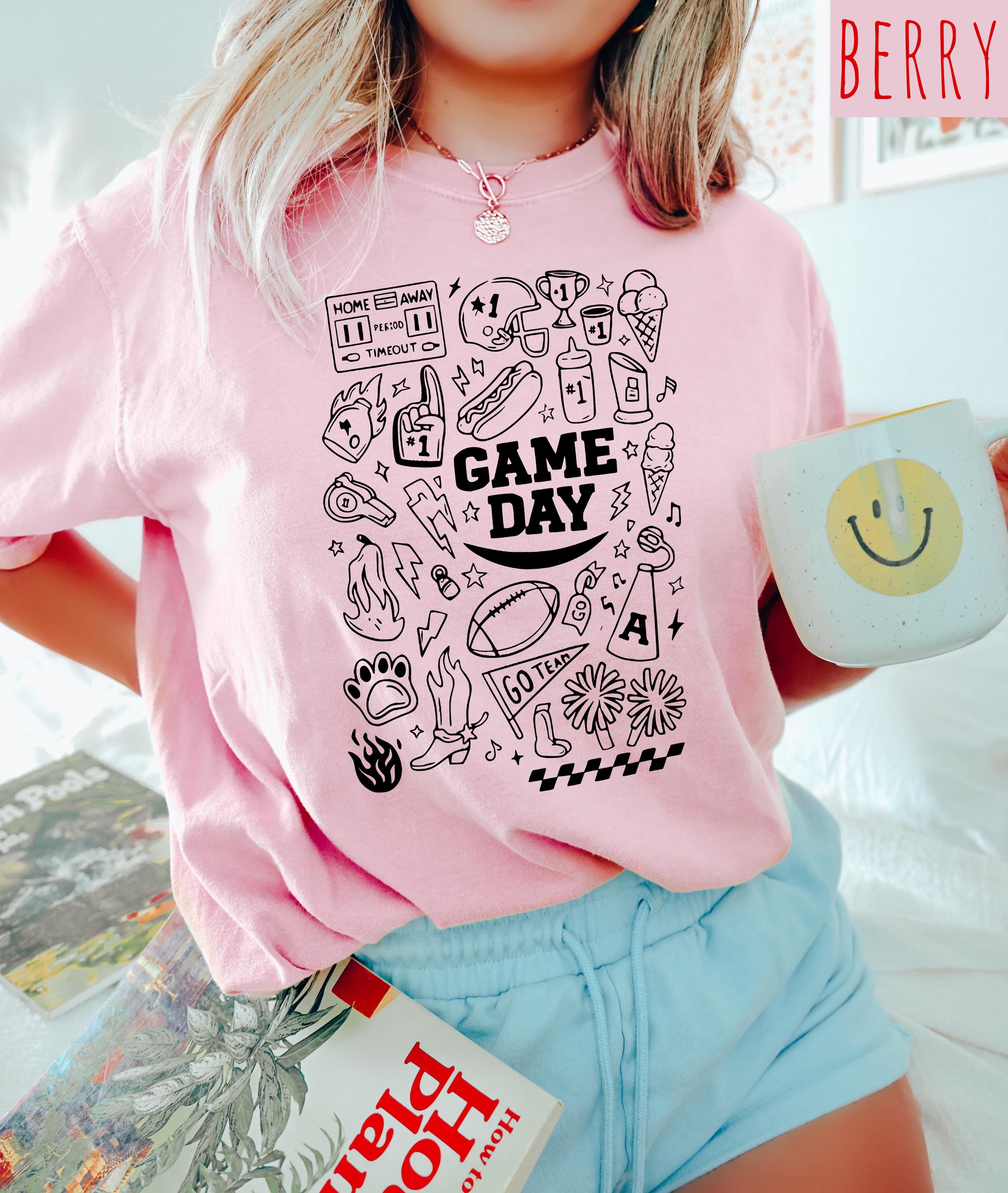 Fun Game Day Doodle Comfort Colors Shirt, Football Team Shirt, Vintage Shirt, Football Shirt, Retro Fall Shirt, Fall Tee