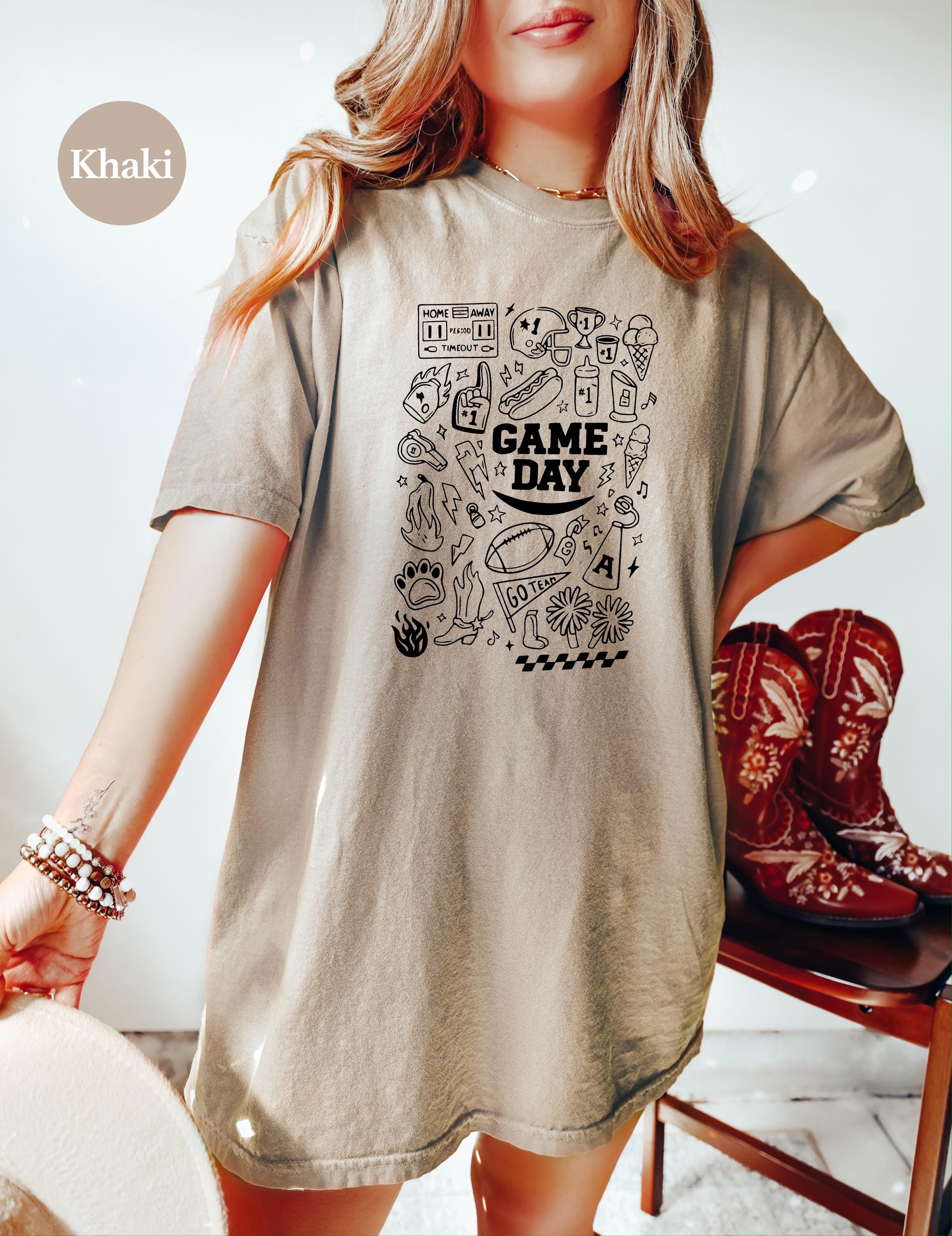 Fun Game Day Doodle Comfort Colors Shirt, Football Team Shirt, Vintage Shirt, Football Shirt, Retro Fall Shirt, Fall Tee