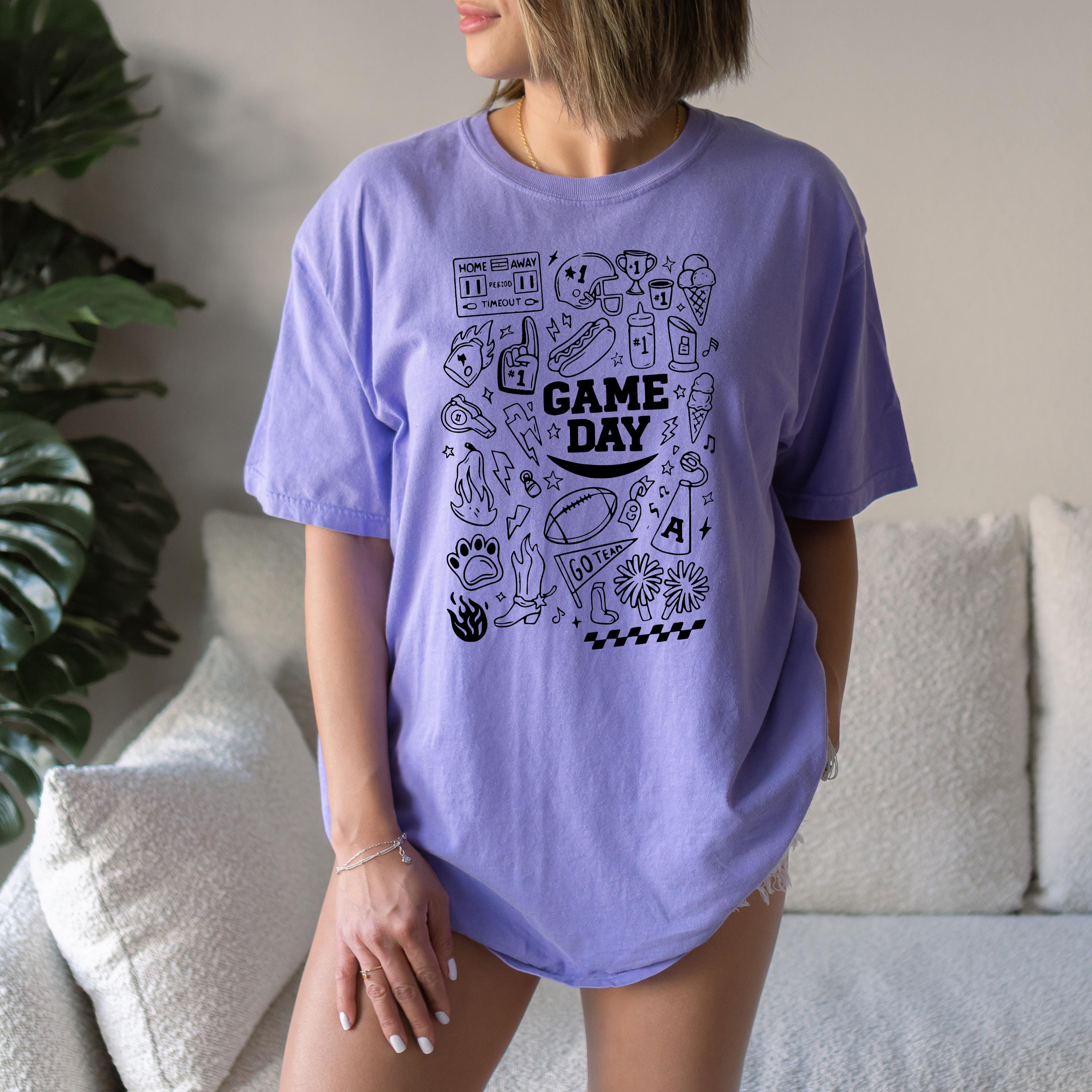 Fun Game Day Doodle Comfort Colors Shirt, Football Team Shirt, Vintage Shirt, Football Shirt, Retro Fall Shirt, Fall Tee