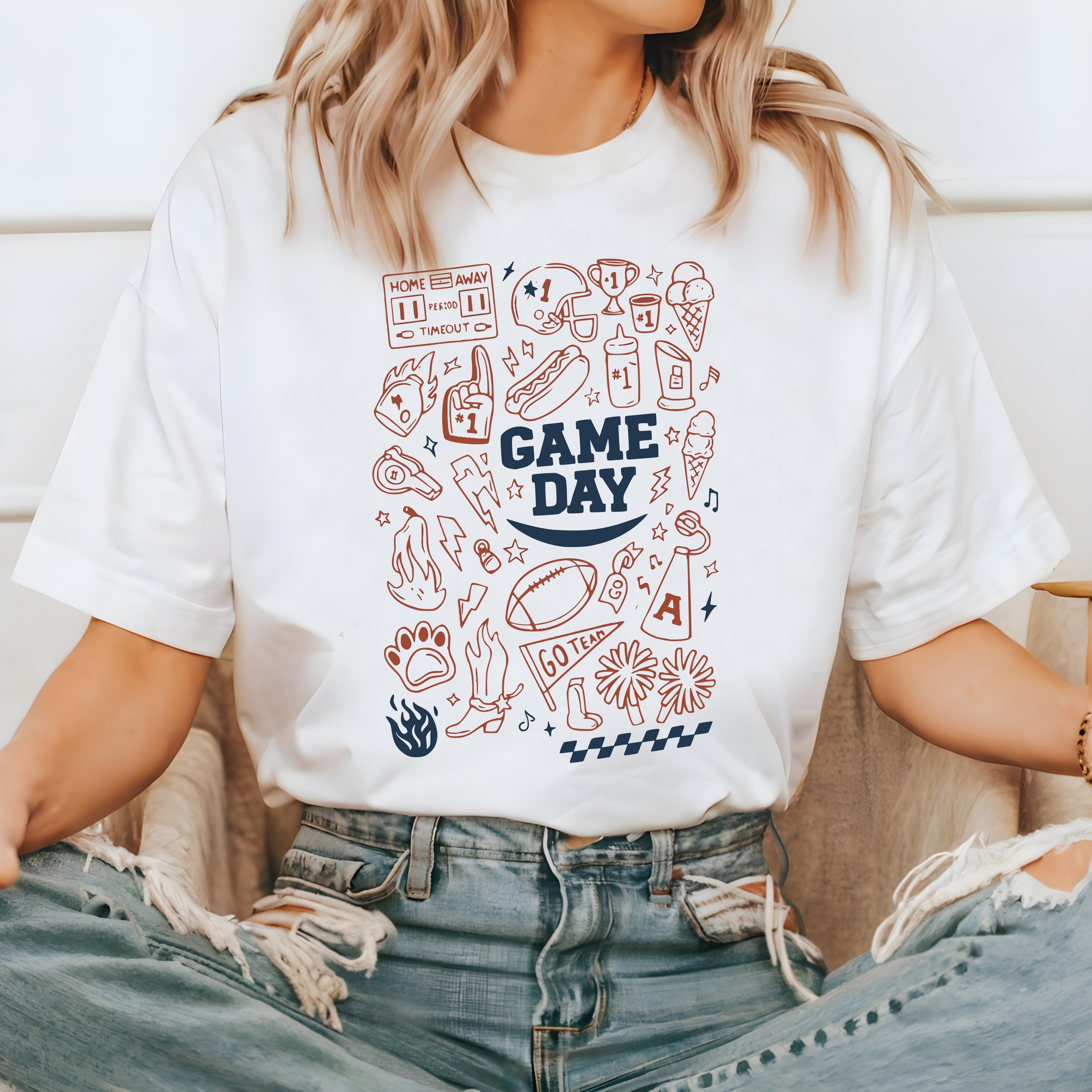 Fun Game Day Doodle Comfort Colors Shirt, Football Team Collage Shirt, Vintage Shirt, Football Shirt, Retro Fall Shirt, Fall Tee