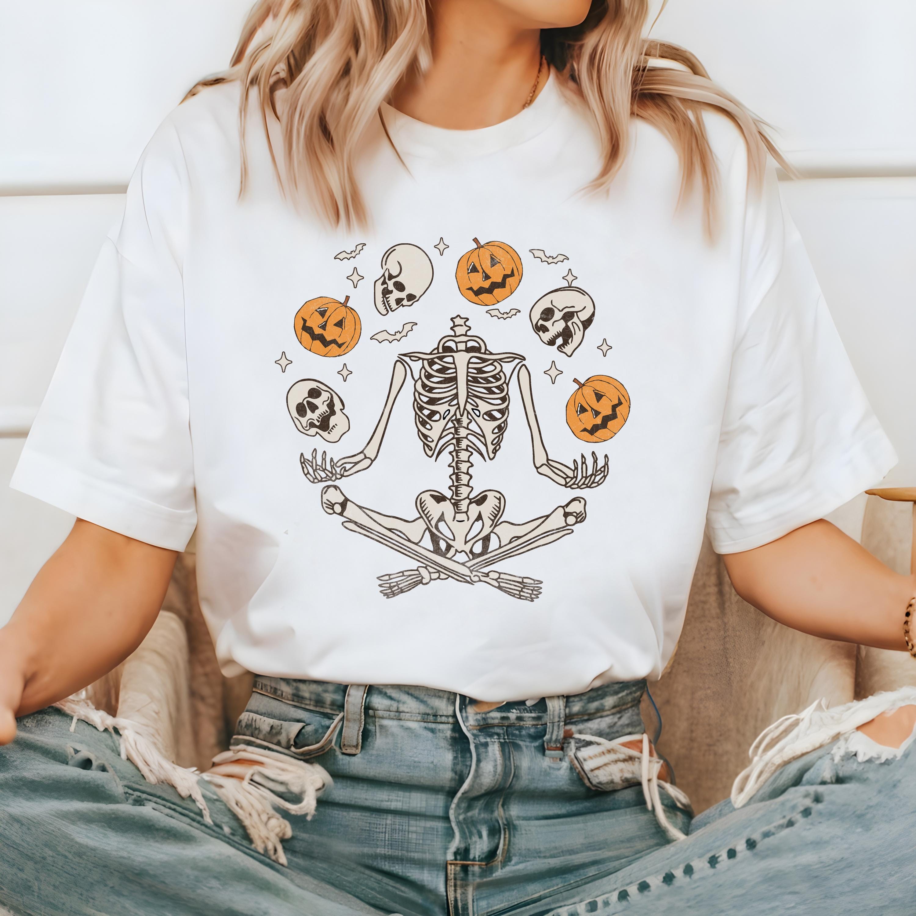 Juggling Skeleton Jack O Lantern Halloween Comfort Colors Shirt, Creep it Real Shirt, Spooky Shirt, Retro Fall TShirt, Boxy Tee, Autumn T