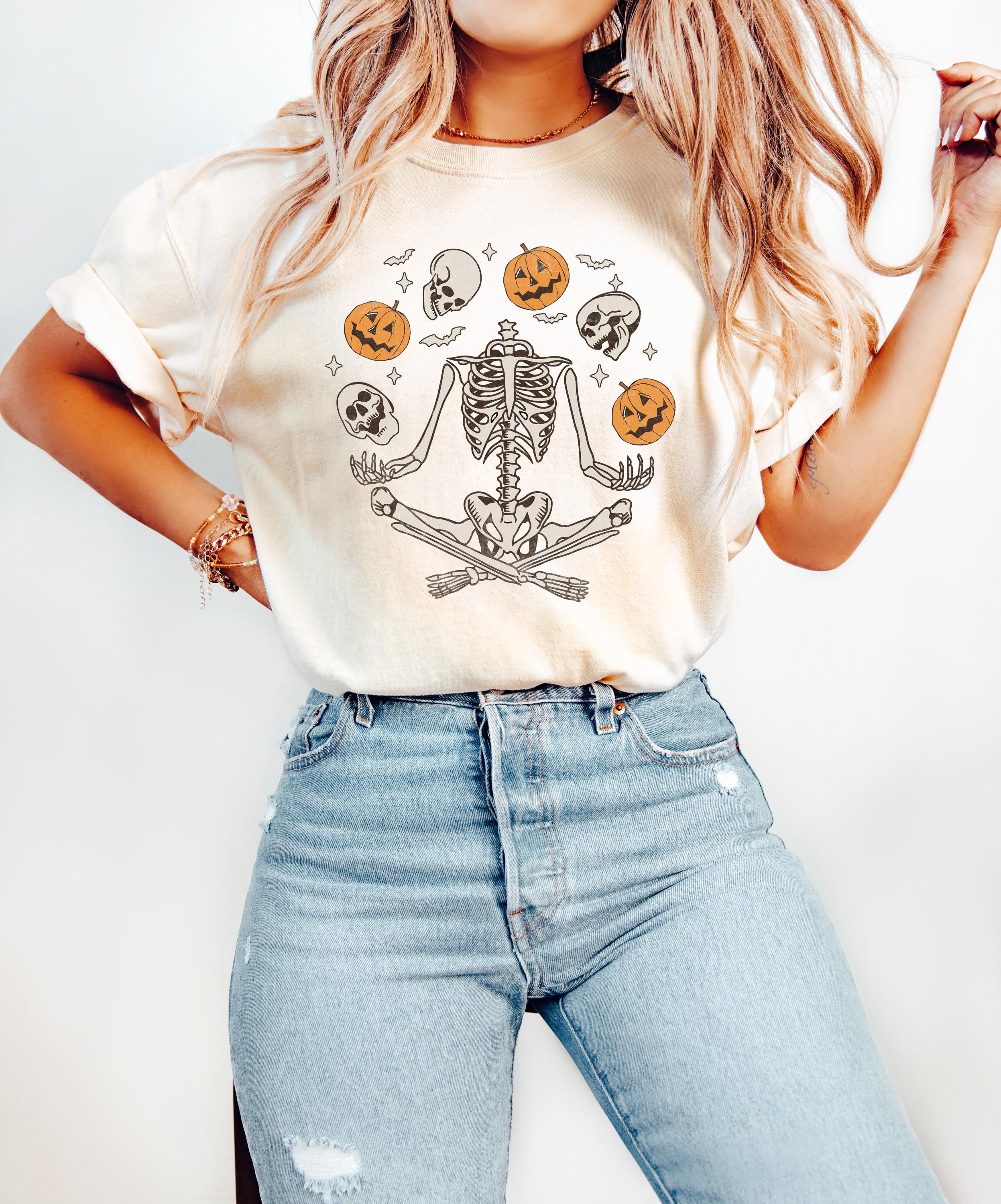 Juggling Skeleton Jack O Lantern Halloween Comfort Colors Shirt, Creep it Real Shirt, Spooky Shirt, Retro Fall TShirt, Boxy Tee, Autumn T