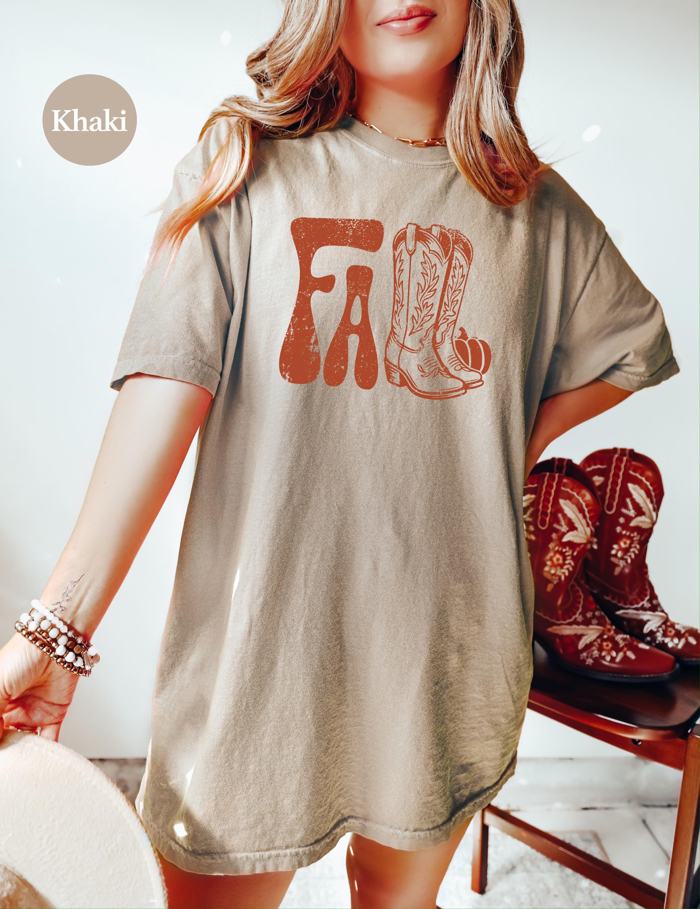 Western Fall Vibes Comfort Colors TShirt, Thanksgiving Tshirt, Halloween shirt, Autumn Tee, Fall Tee, Thankful Blessed T Cowgirl Boots Shirt