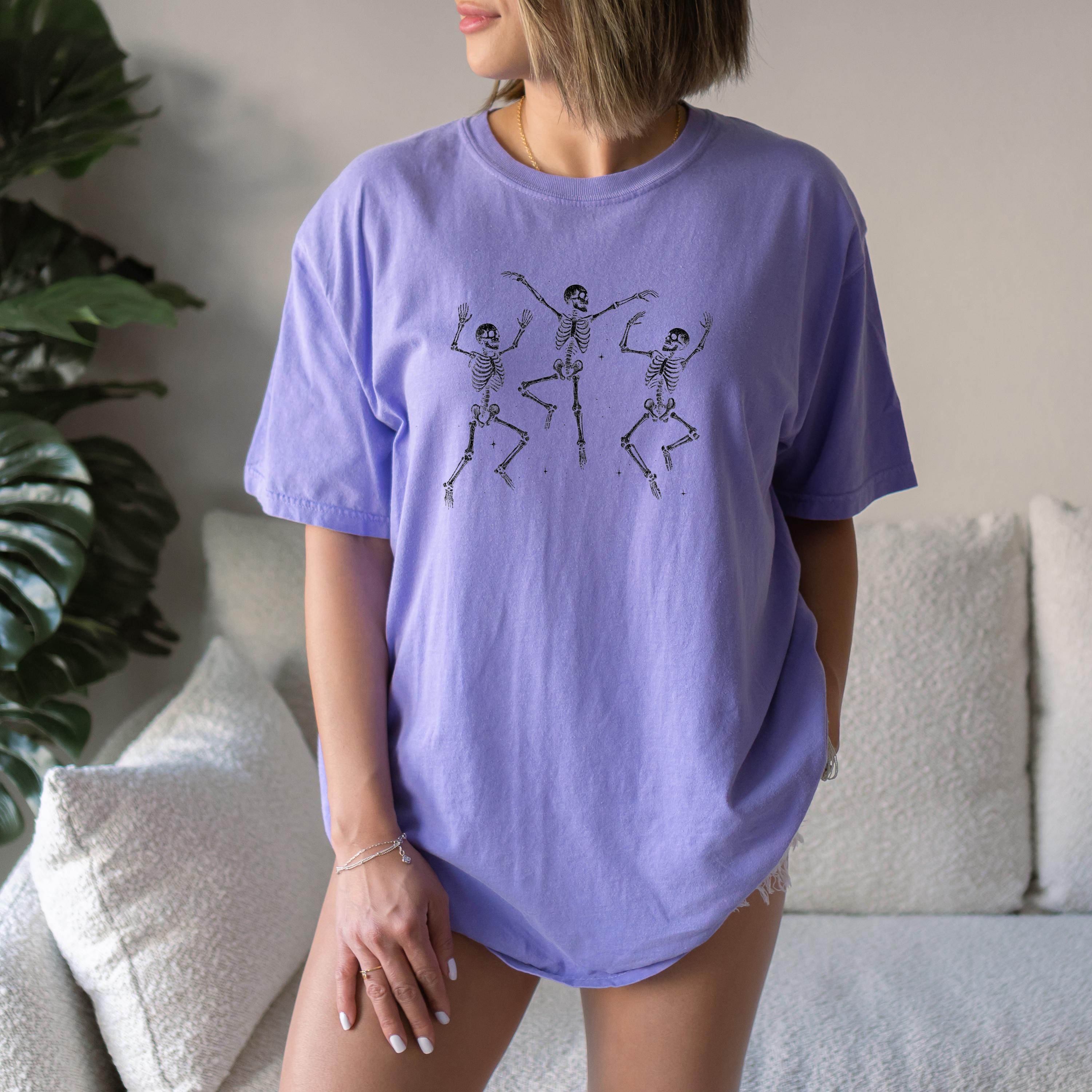 Dancing Skeleton Halloween Comfort Colors Shirt, Creep it Real Shirt, Spooky Shirt, Retro Fall TShirt, Boxy Tee, Unisex Autumn T