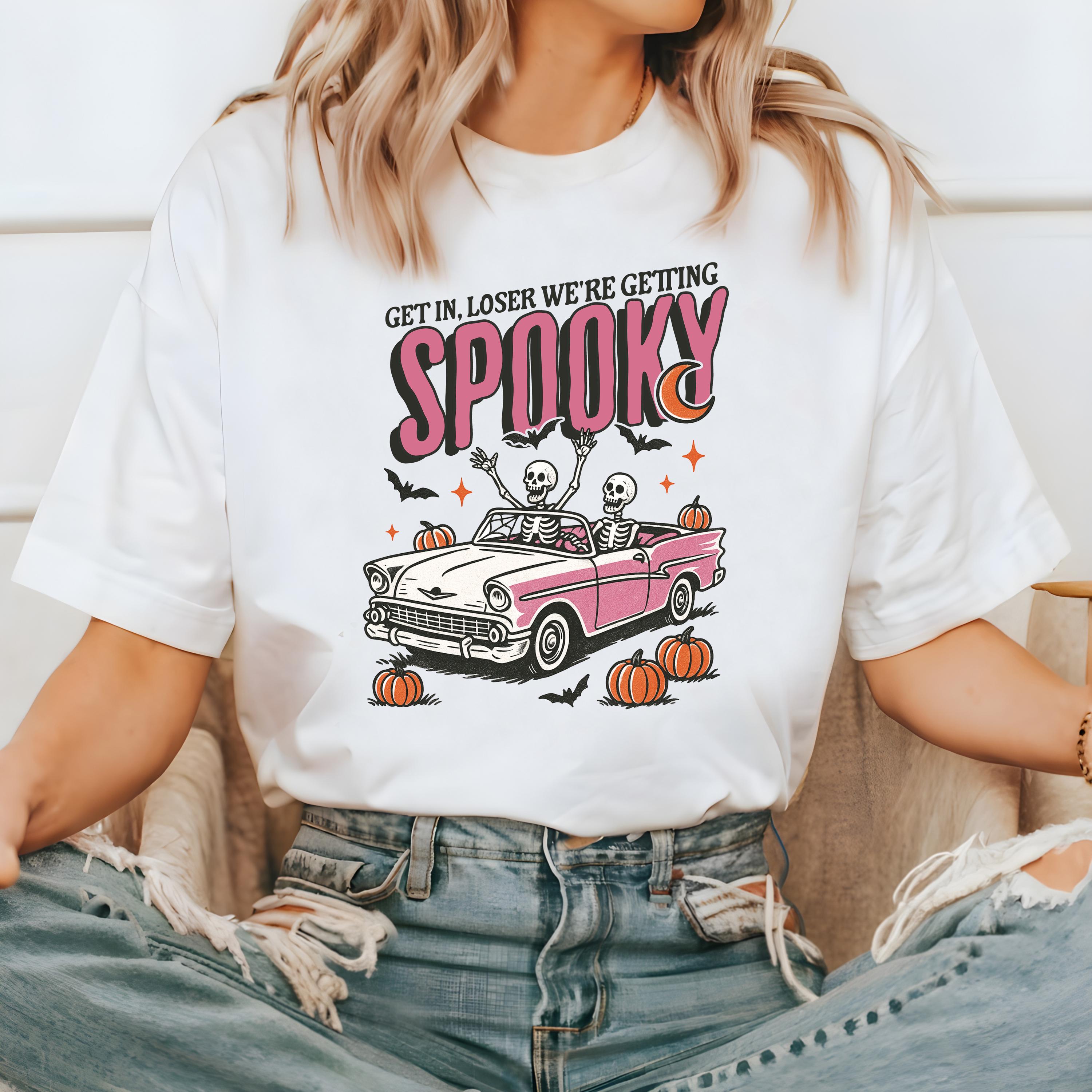 Get In Loser We're Getting Spooky Halloween Comfort Colors Shirt, Creep it Real Shirt, Retro Fall T-Shirt, Boxy Tee, Unisex Autumn T