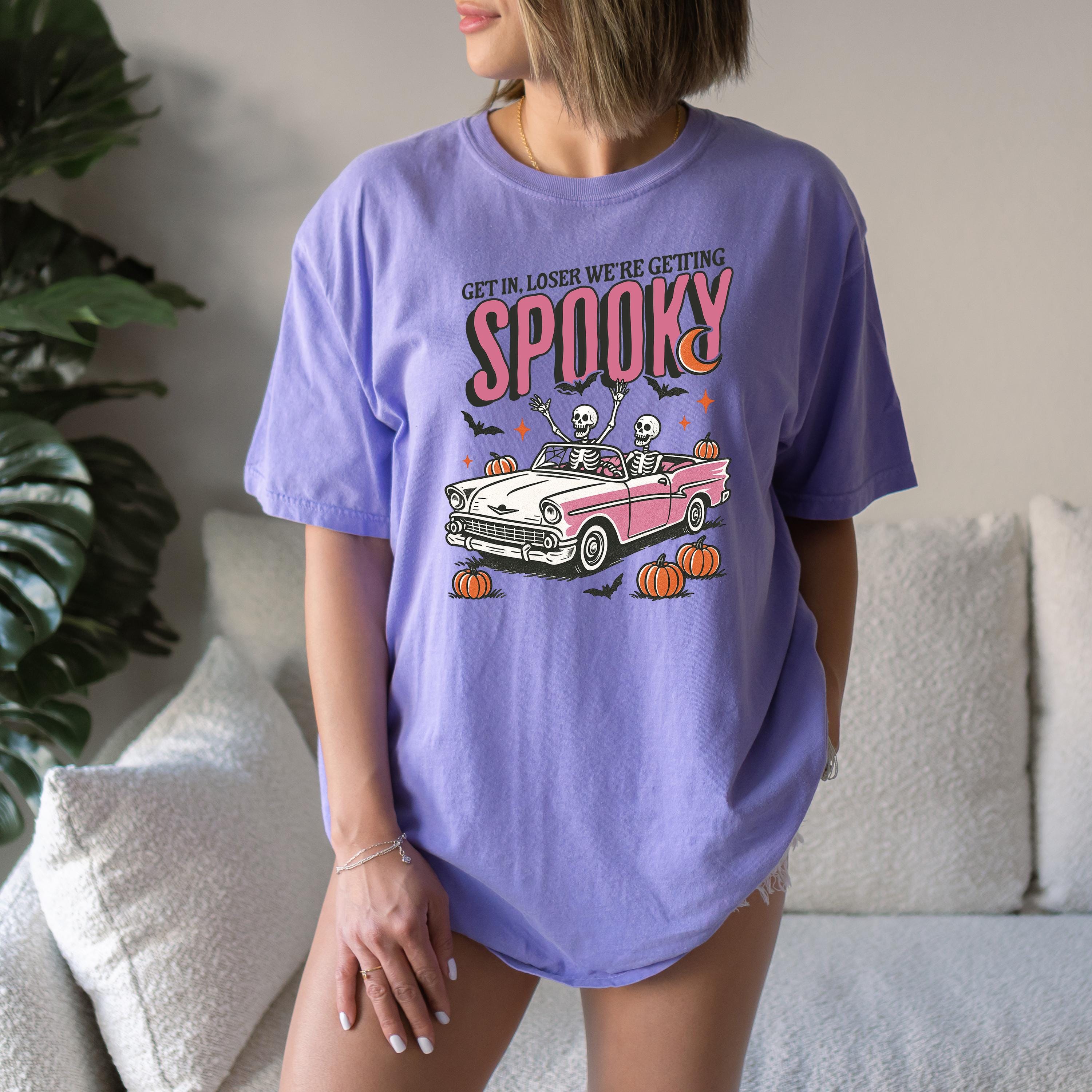 Get In Loser We're Getting Spooky Halloween Comfort Colors Shirt, Creep it Real Shirt, Retro Fall T-Shirt, Boxy Tee, Unisex Autumn T