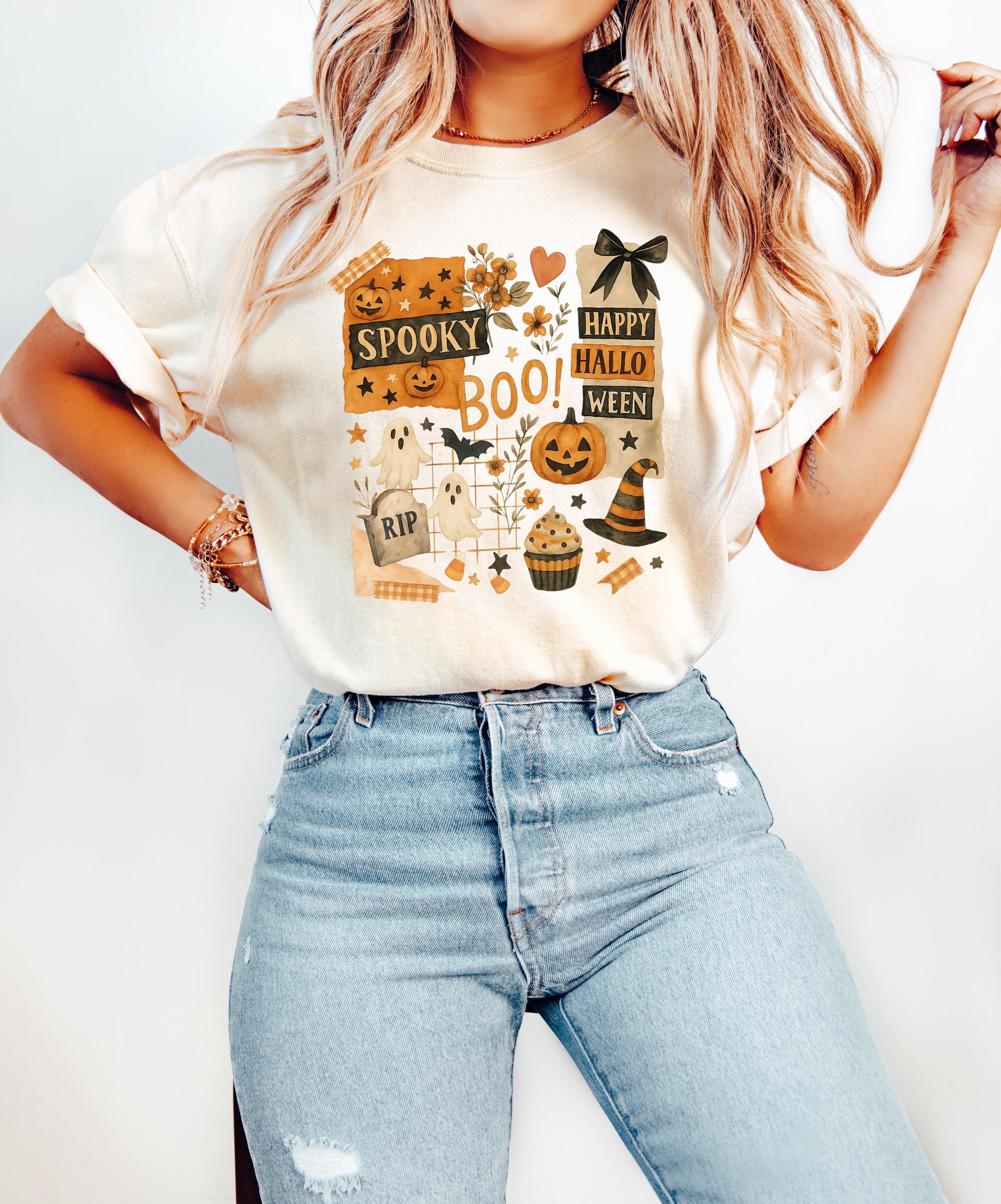 Spooky Halloween Comfort Colors Shirt, Creep it Real Shirt, Retro Pumpkin Fall T-Shirt, Boxy Tee, Unisex, Boo, Autumn T