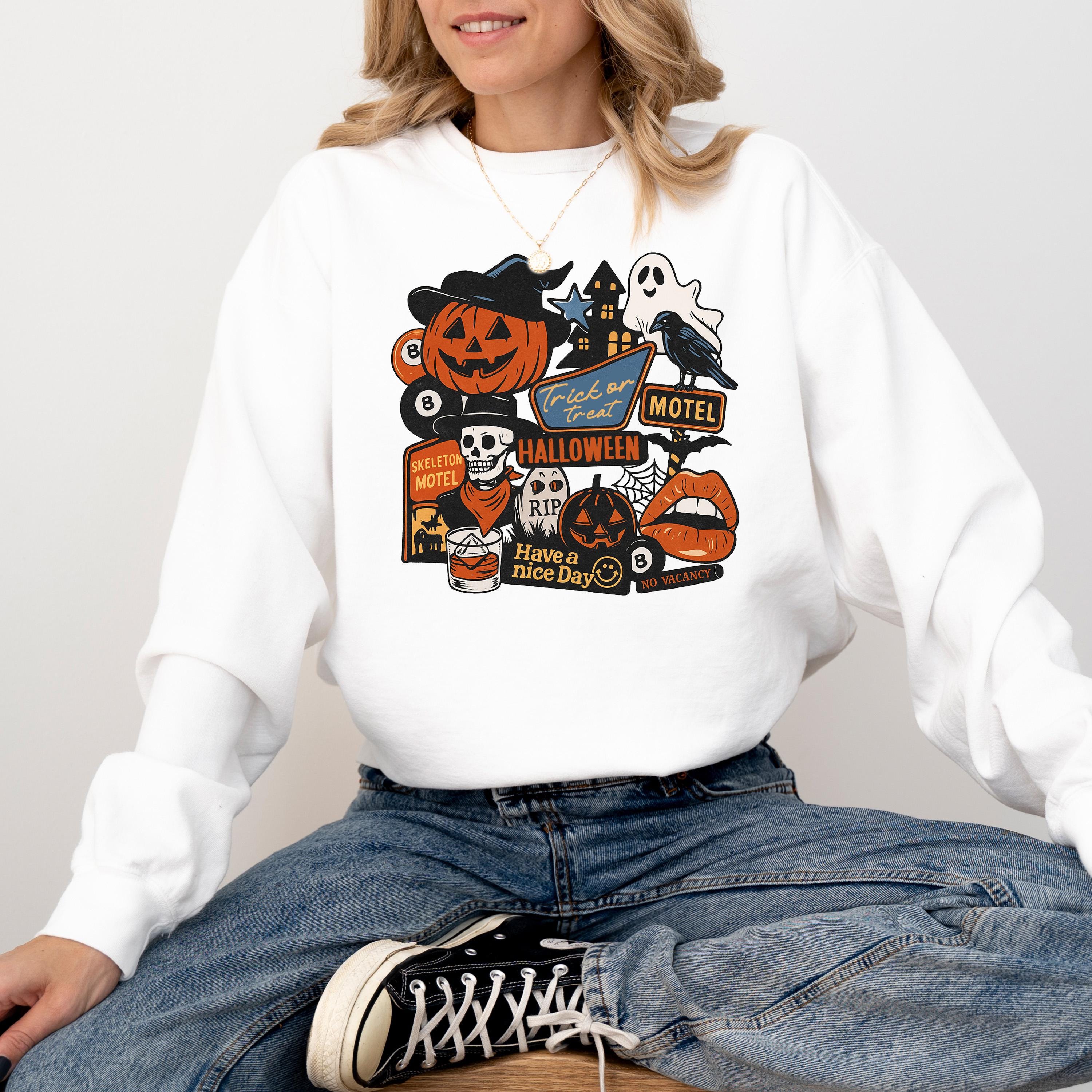 Trick or Treat Halloween Comfort Colors Sweatshirt, Fall DTG Design, Jack O' Lantern, Autumn, Spooky Crewneck, Pumpkin Spice, Witch Sweater
