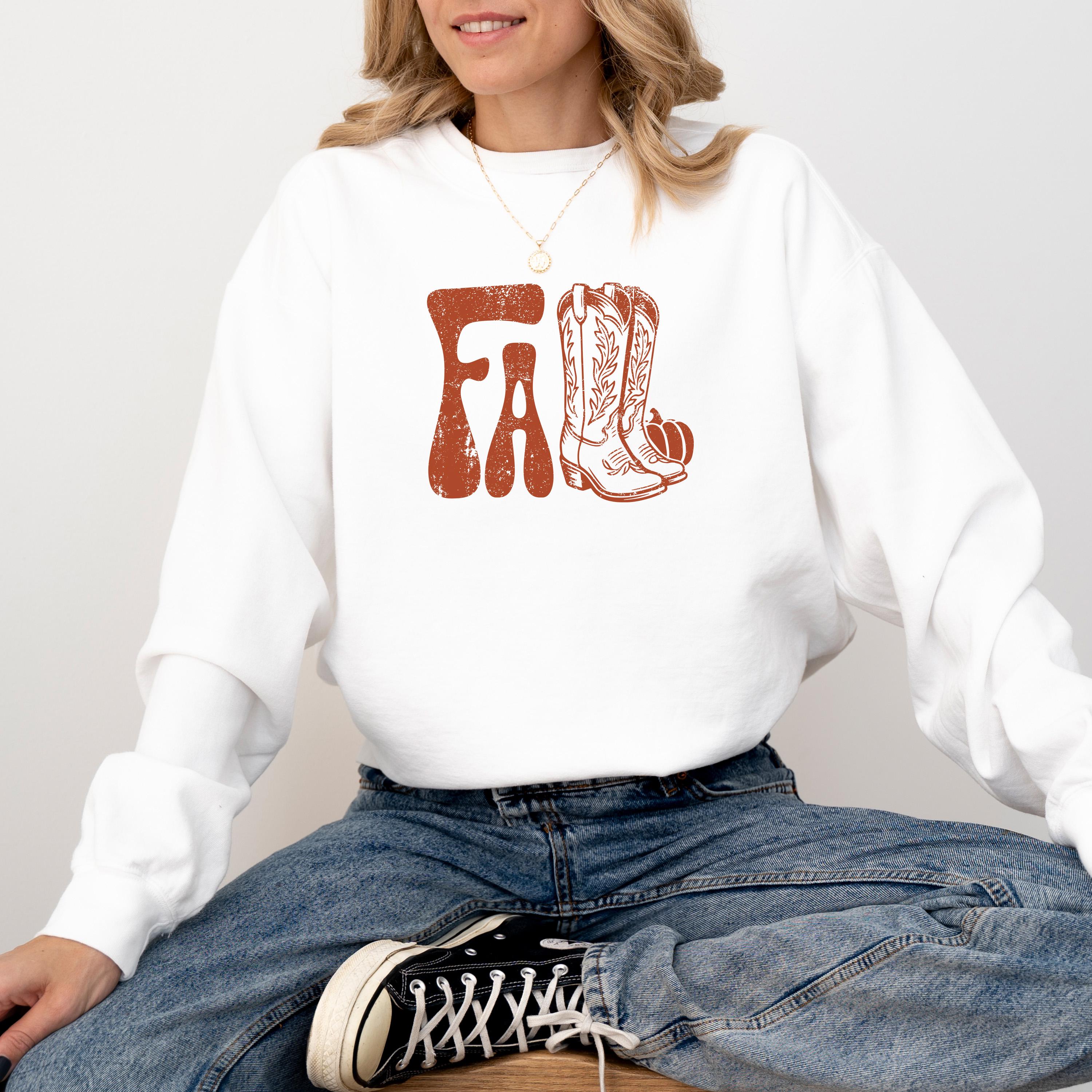 Western Fall Comfort Colors Sweatshirt, Fall DTG Design, Cow Girl Boots, Autumn, It's Fall Yall Crewneck, Pumpkin Spice Sweater