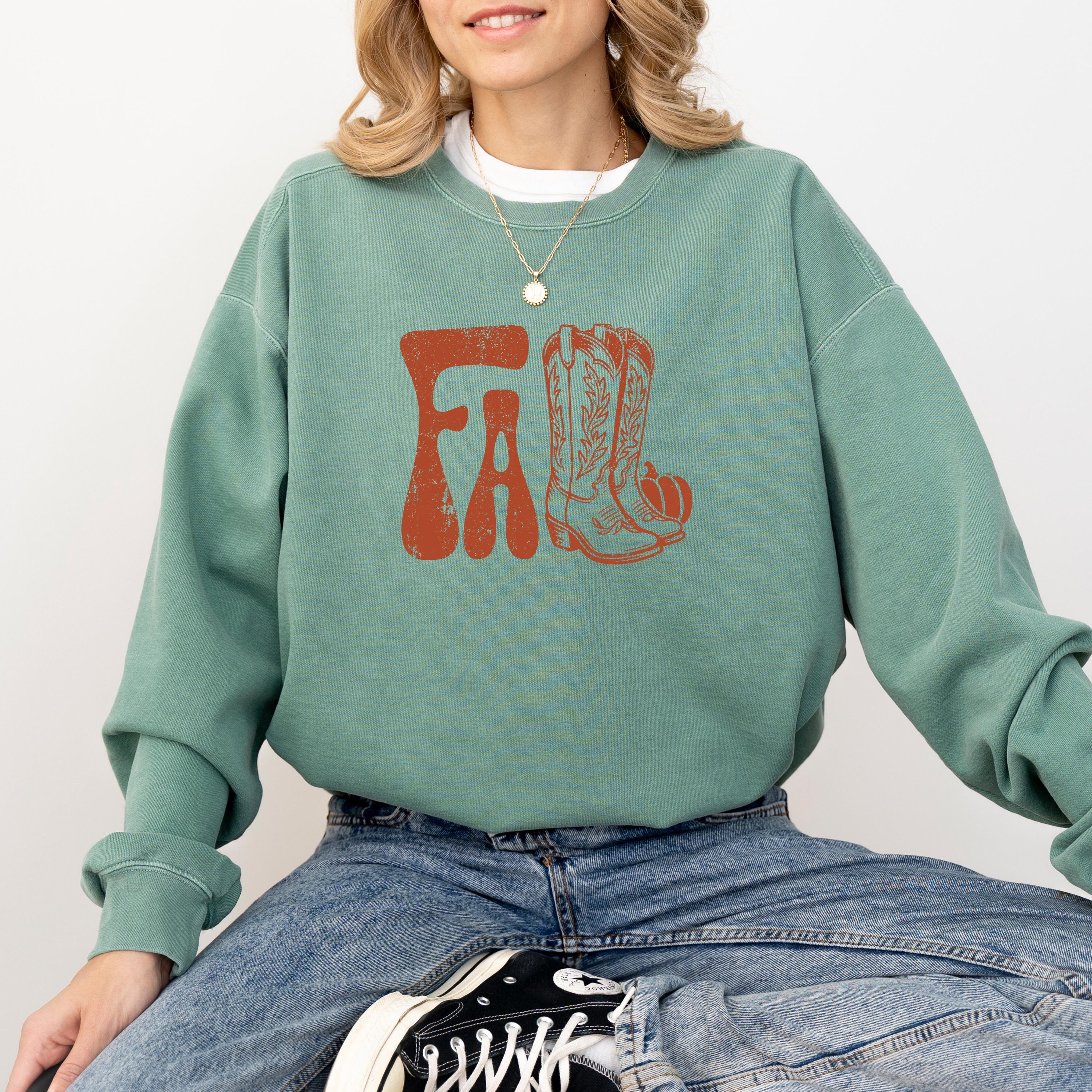 Western Fall Comfort Colors Sweatshirt, Fall DTG Design, Cow Girl Boots, Autumn, It's Fall Yall Crewneck, Pumpkin Spice Sweater