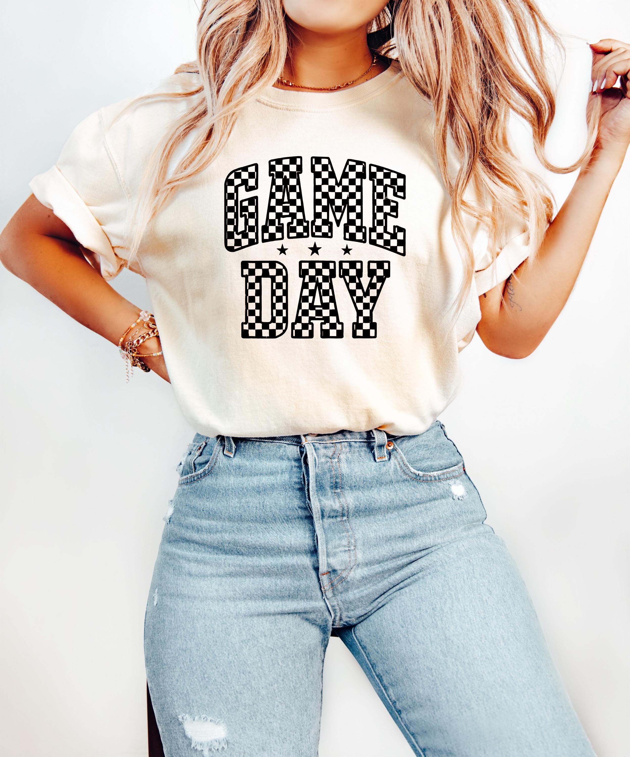 Checkered Game Day Comfort Colors Shirt, Football Team Shirt, Vintage Shirt, Football Shirt, Retro Fall Shirt, Fall Tee