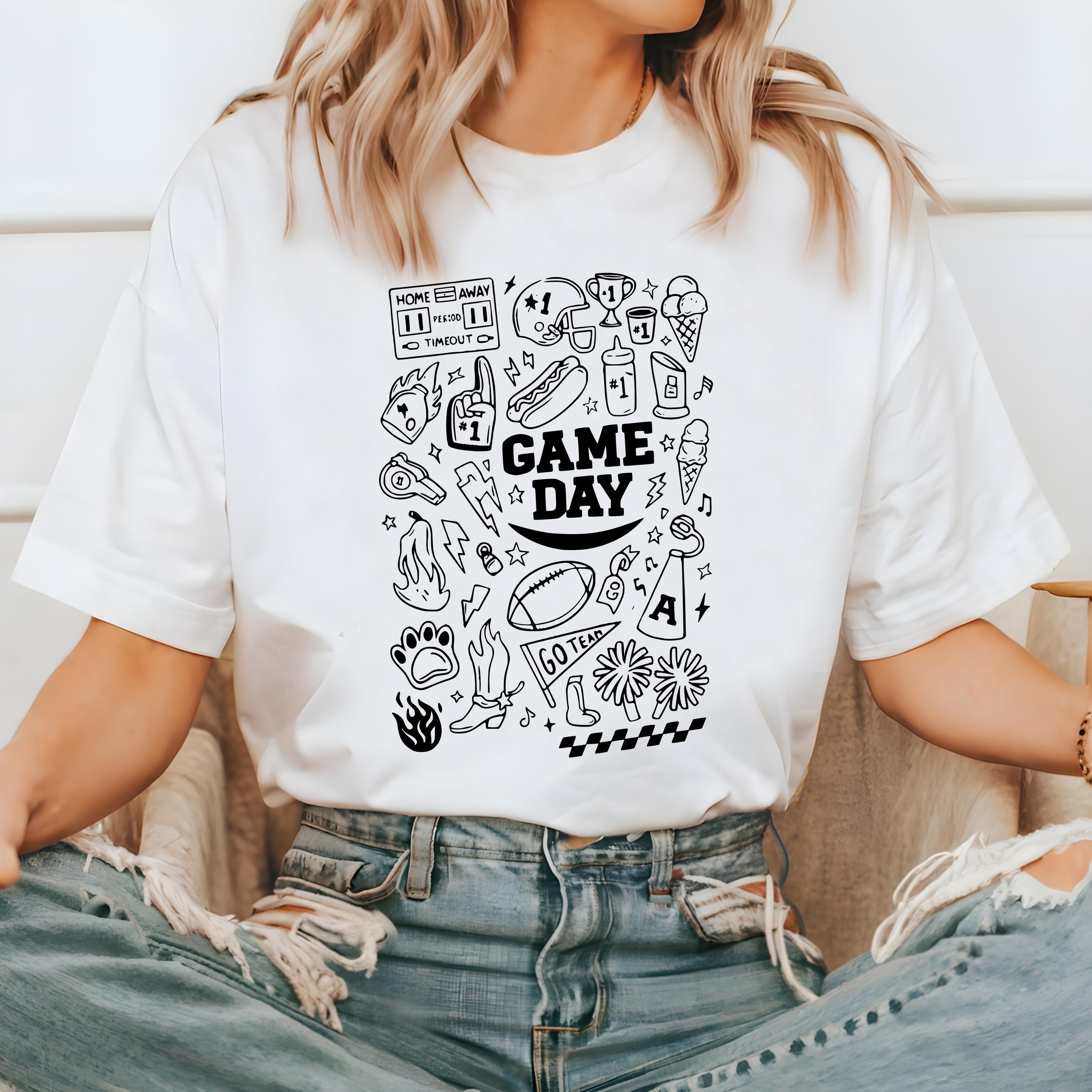 Fun Game Day Doodle Comfort Colors Shirt, Football Team Shirt, Vintage Shirt, Football Shirt, Retro Fall Shirt, Fall Tee