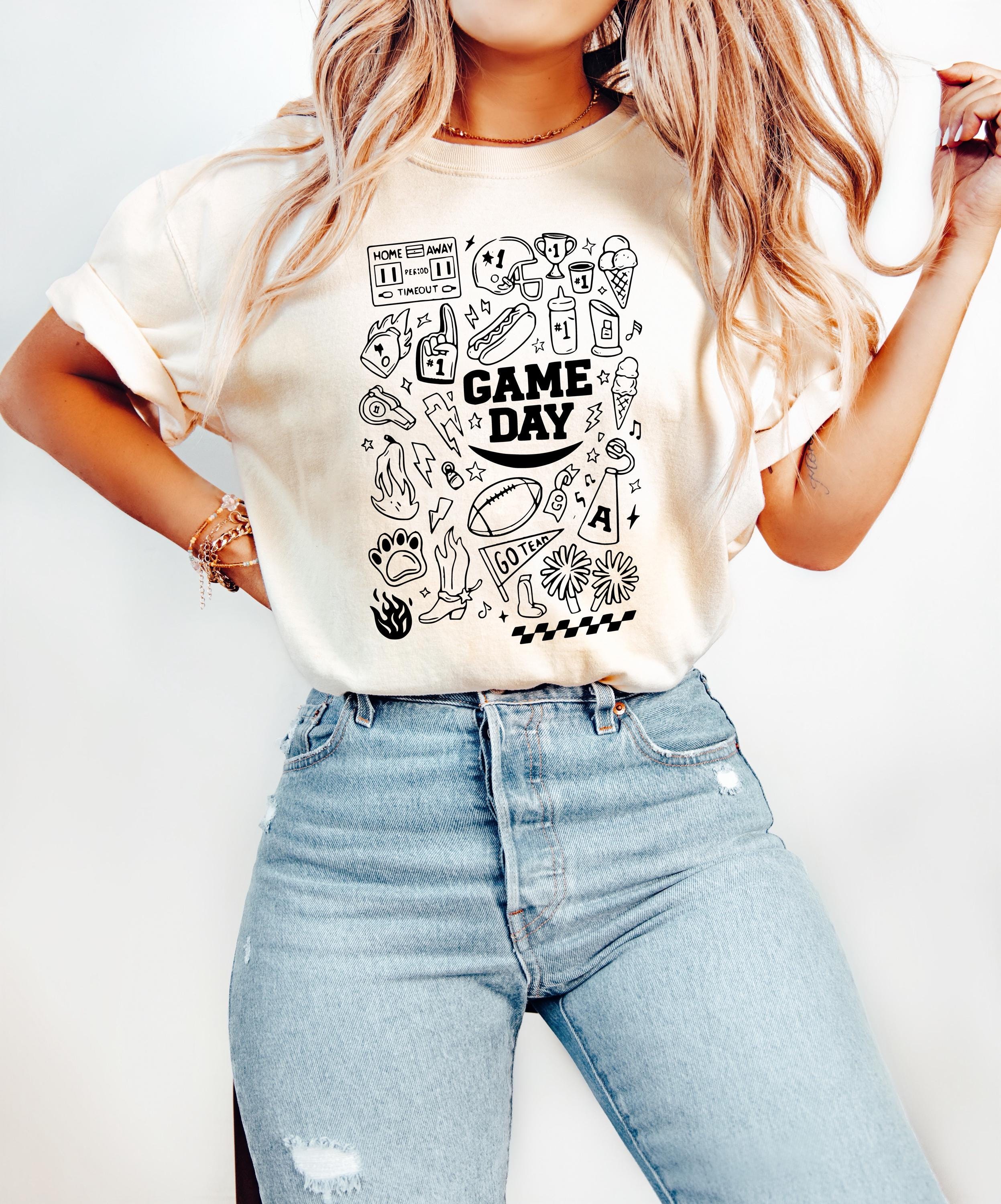 Fun Game Day Doodle Comfort Colors Shirt, Football Team Shirt, Vintage Shirt, Football Shirt, Retro Fall Shirt, Fall Tee