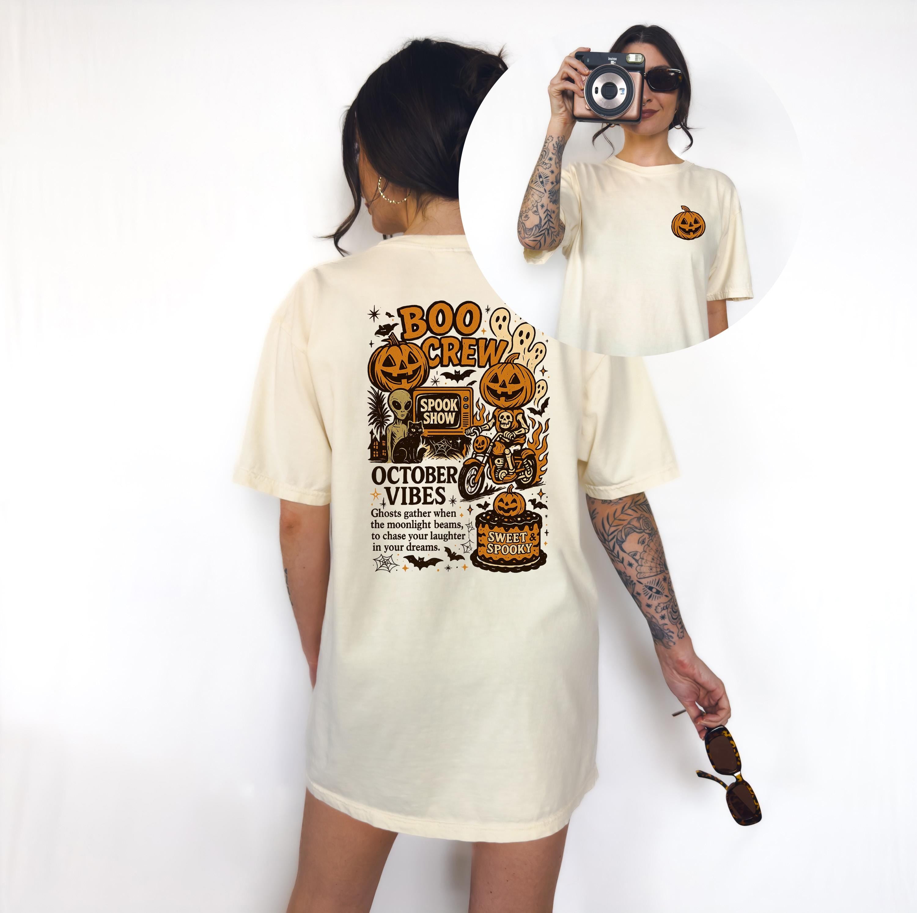 Boo Crew Halloween Vibes Comfort Colors shirt, October Vibes, October 31st Design, Vintage T Shirt, Retro Fall Shirt, Autumn Shirt