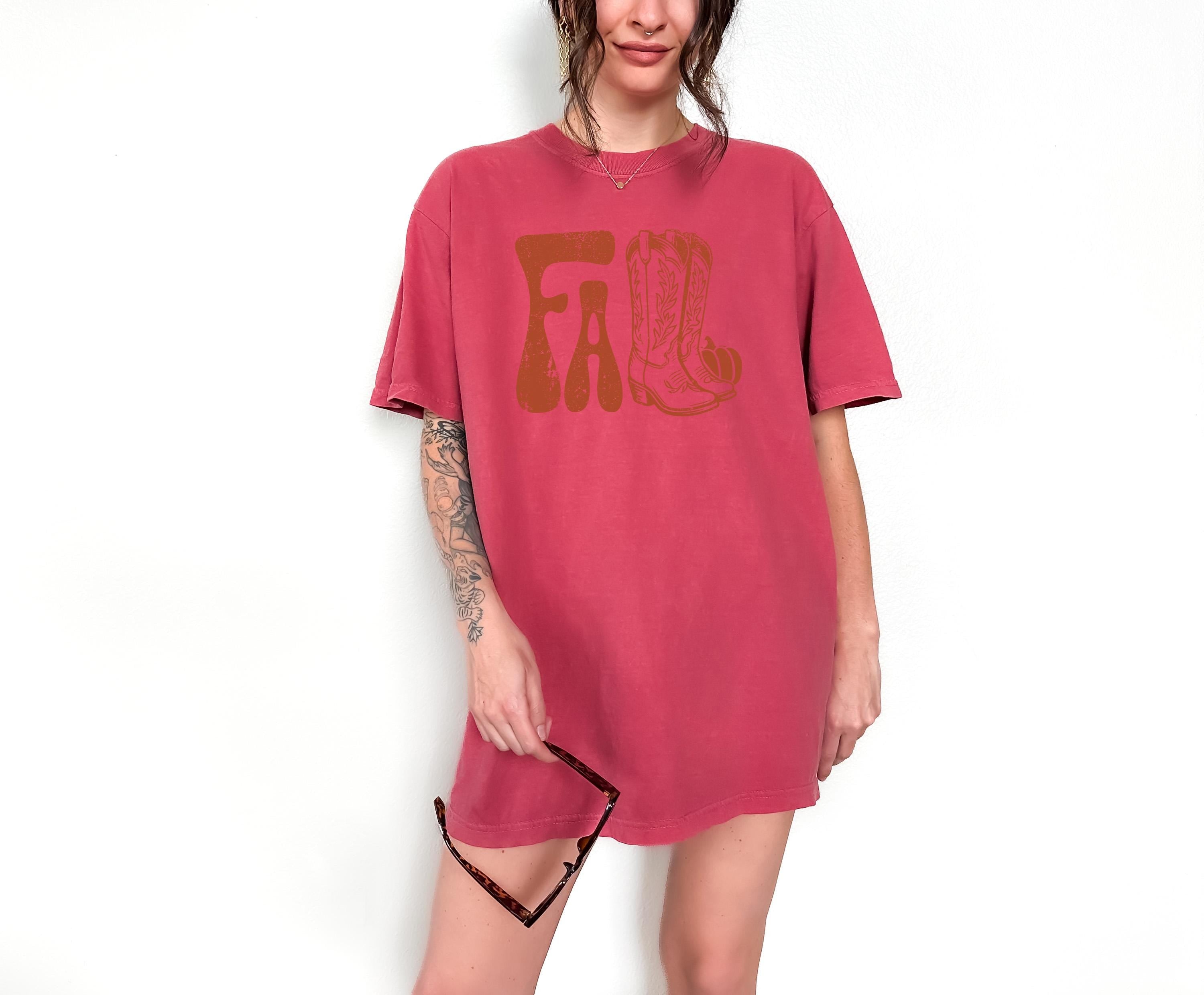 Western Fall Vibes Comfort Colors TShirt, Thanksgiving Tshirt, Halloween shirt, Autumn Tee, Fall Tee, Thankful Blessed T Cowgirl Boots Shirt
