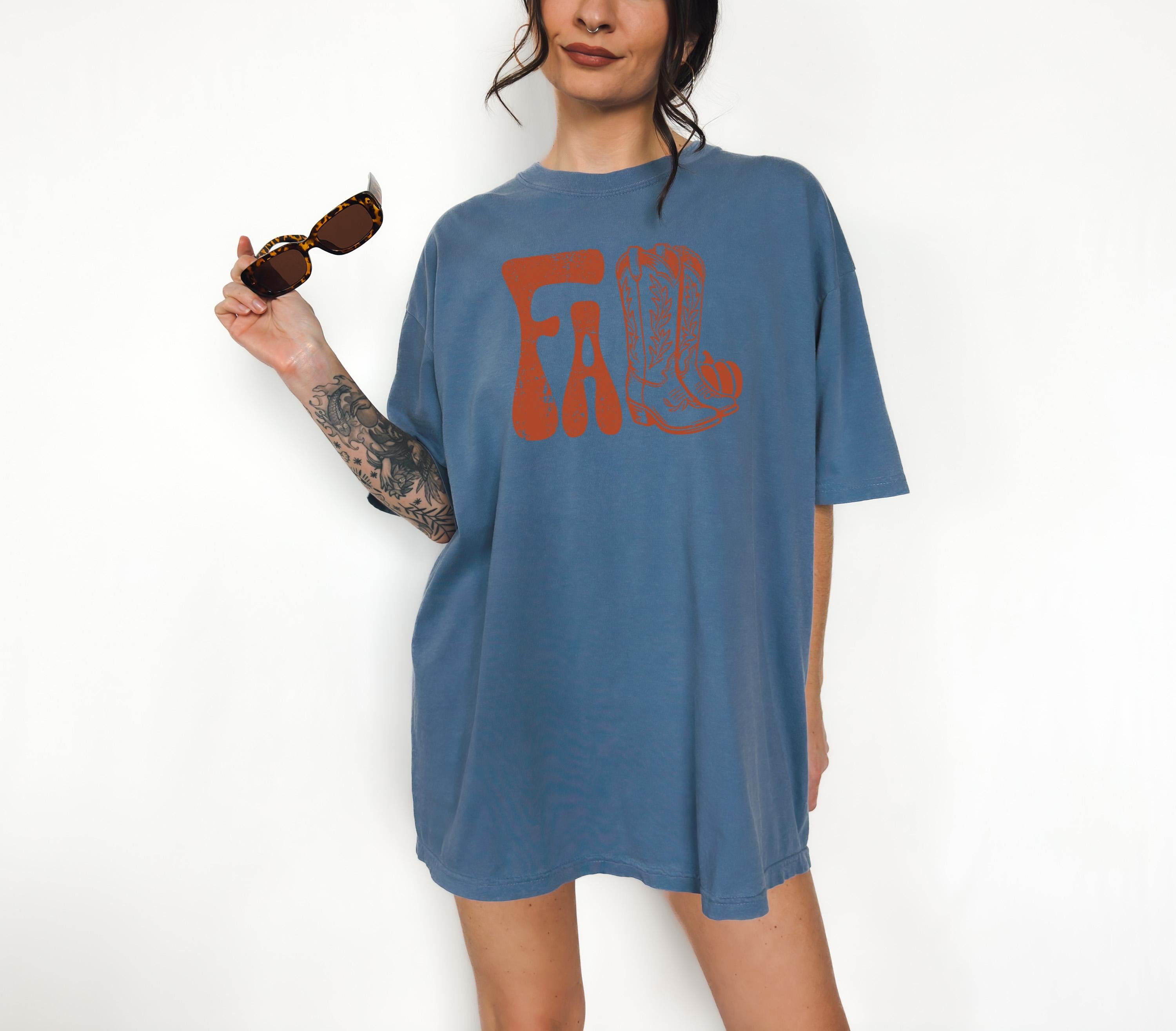 Western Fall Vibes Comfort Colors TShirt, Thanksgiving Tshirt, Halloween shirt, Autumn Tee, Fall Tee, Thankful Blessed T Cowgirl Boots Shirt