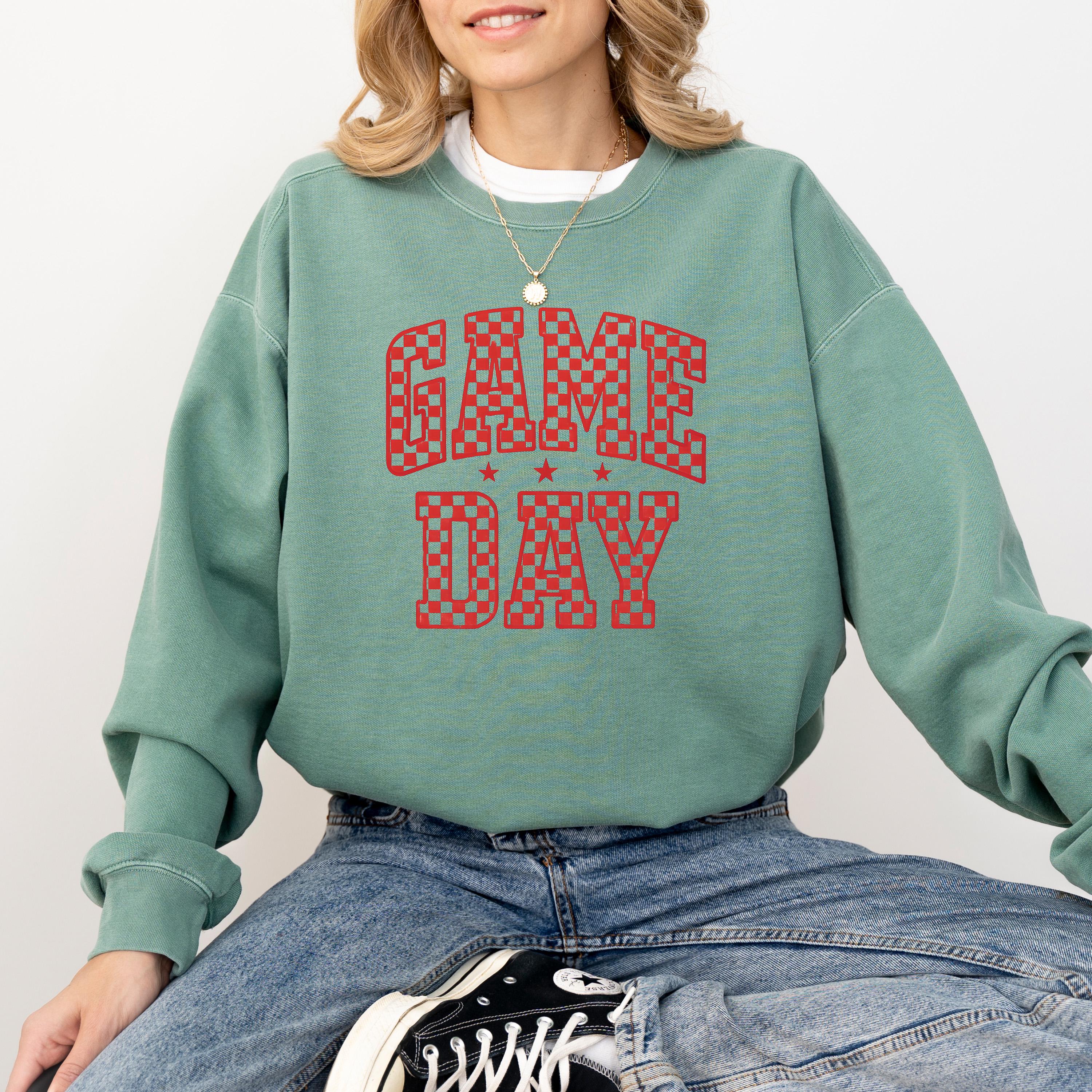 Checkered Game Day Comfort Colors Sweatshirt