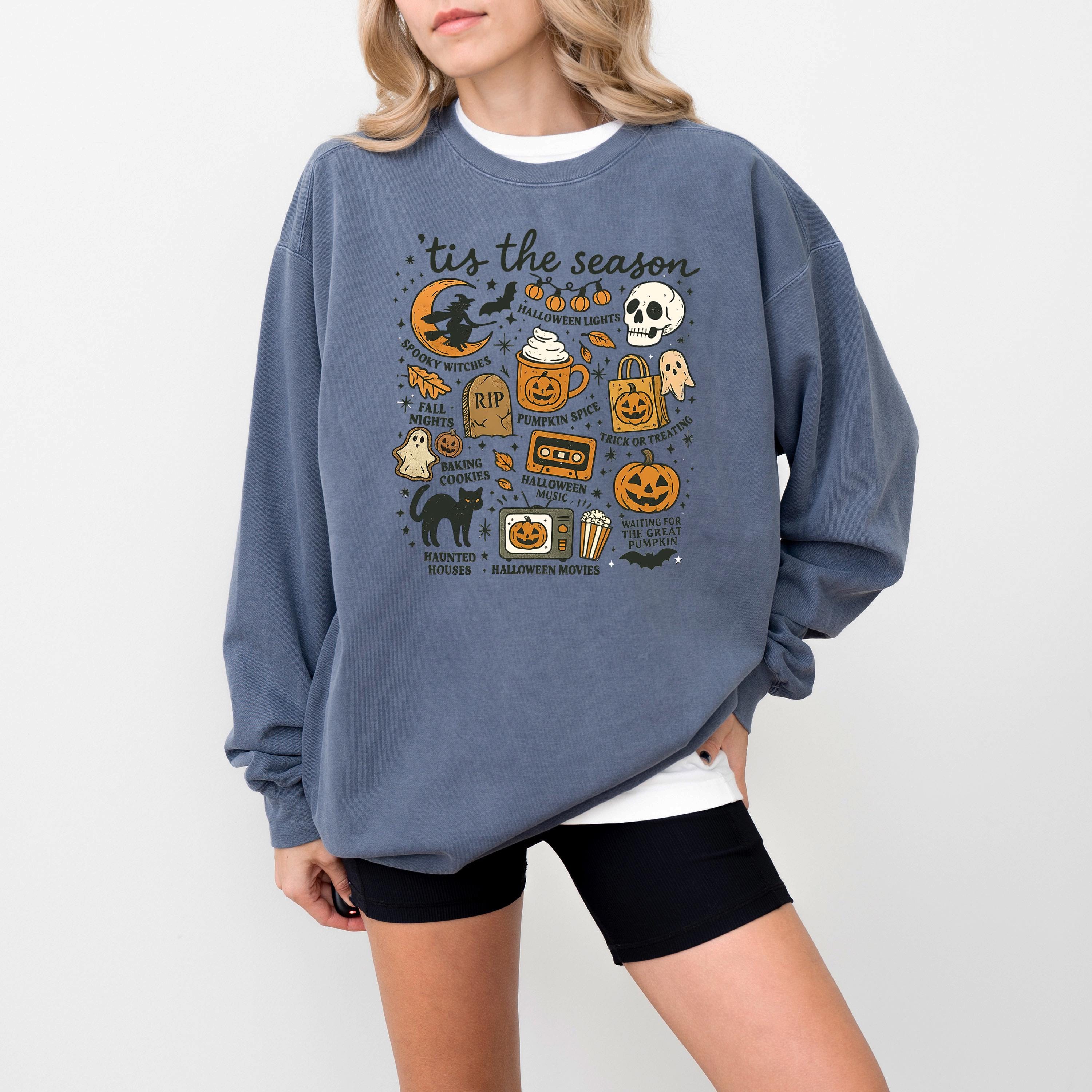Halloween Comfort Colors Sweatshirt, Fall DTG Design, Jack O' Lantern, Autumn, Spooky Crewneck, Trick or Treat, Pumpkin Spice, Witch Sweater