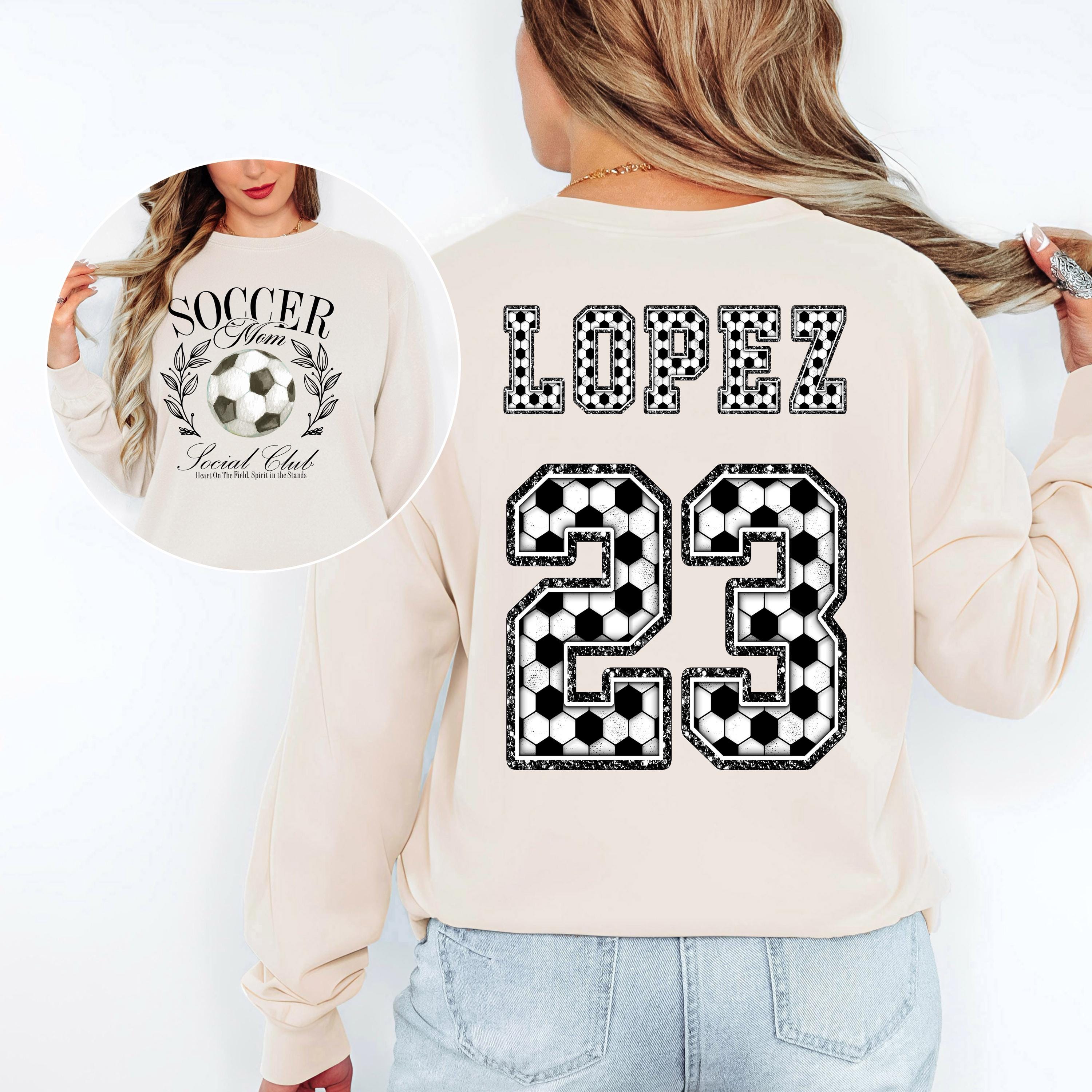 Custom Name / Number Long Sleeve Retro Comfort Colors Shirt, Soccer Design, Sideline Social Club