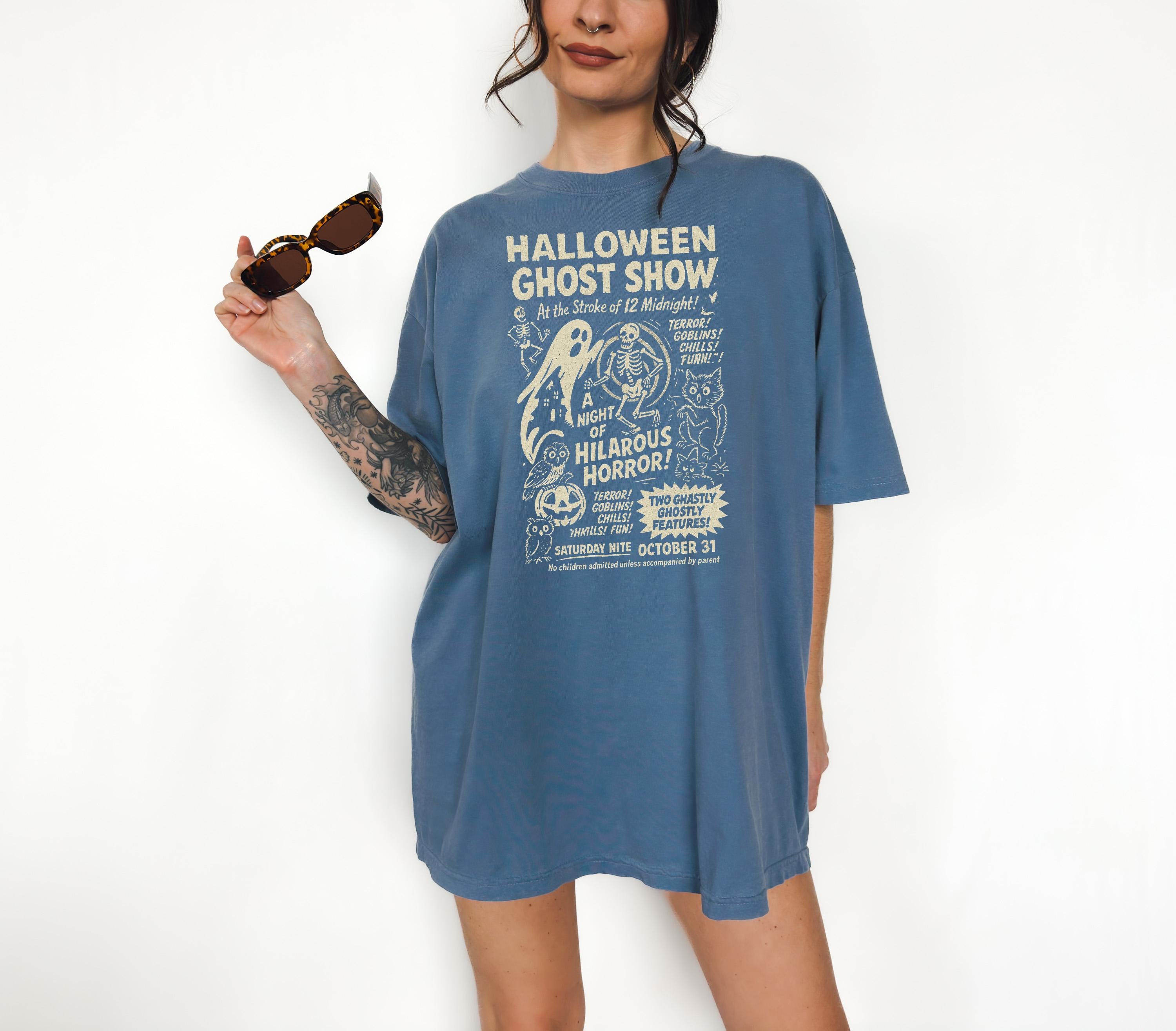 Halloween Ghost Show Halloween Comfort Colors Tee Retro Spooky Collage Tee Fall Shirt Autumn T Shirt October 31st, Hallows Eve