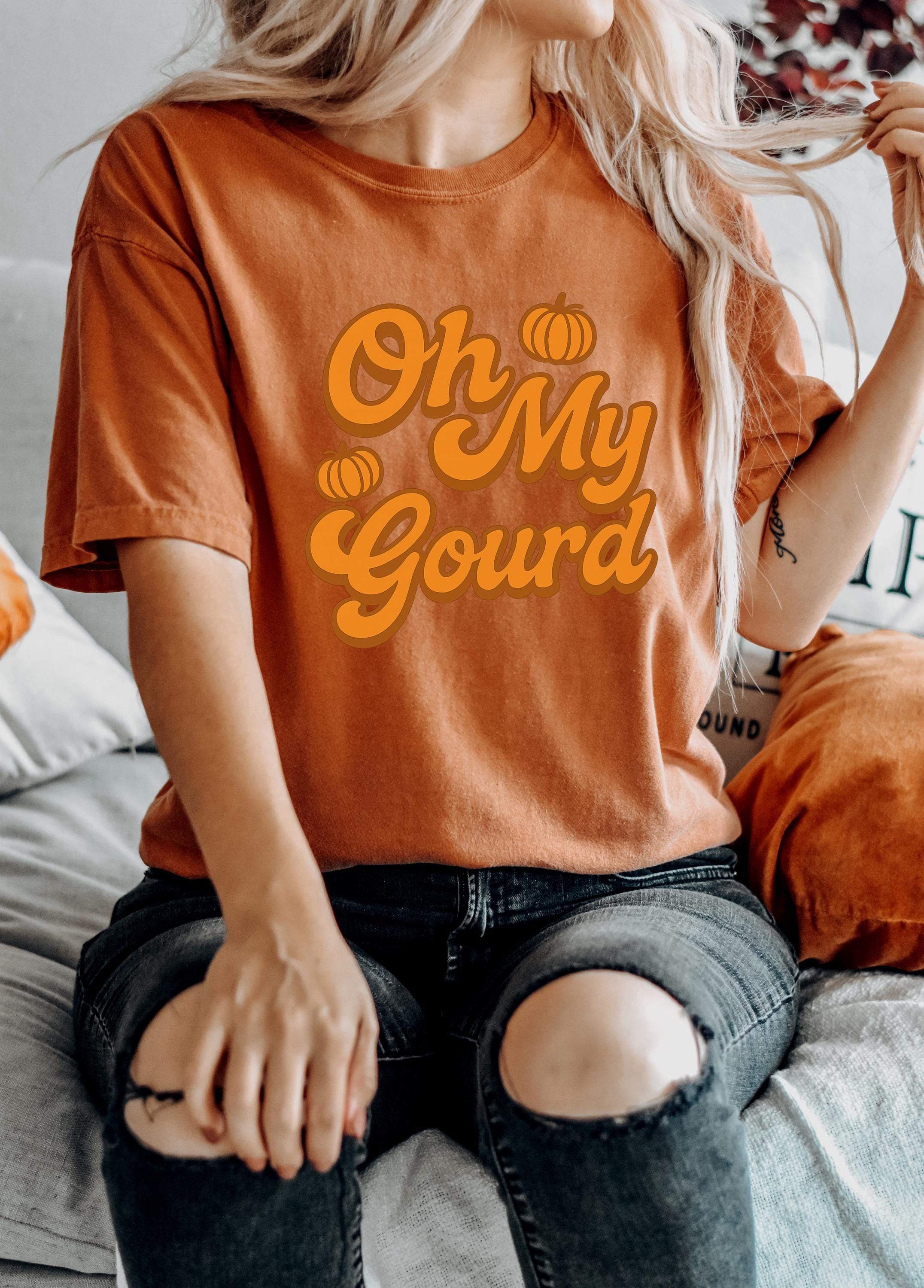 Oh My Gourd Funny Thanksgiving Comfort Colors Shirt, Fall Pumpkin Shirt, Pumpkin Design, Retro Fall Tshirt, Autumn Tee