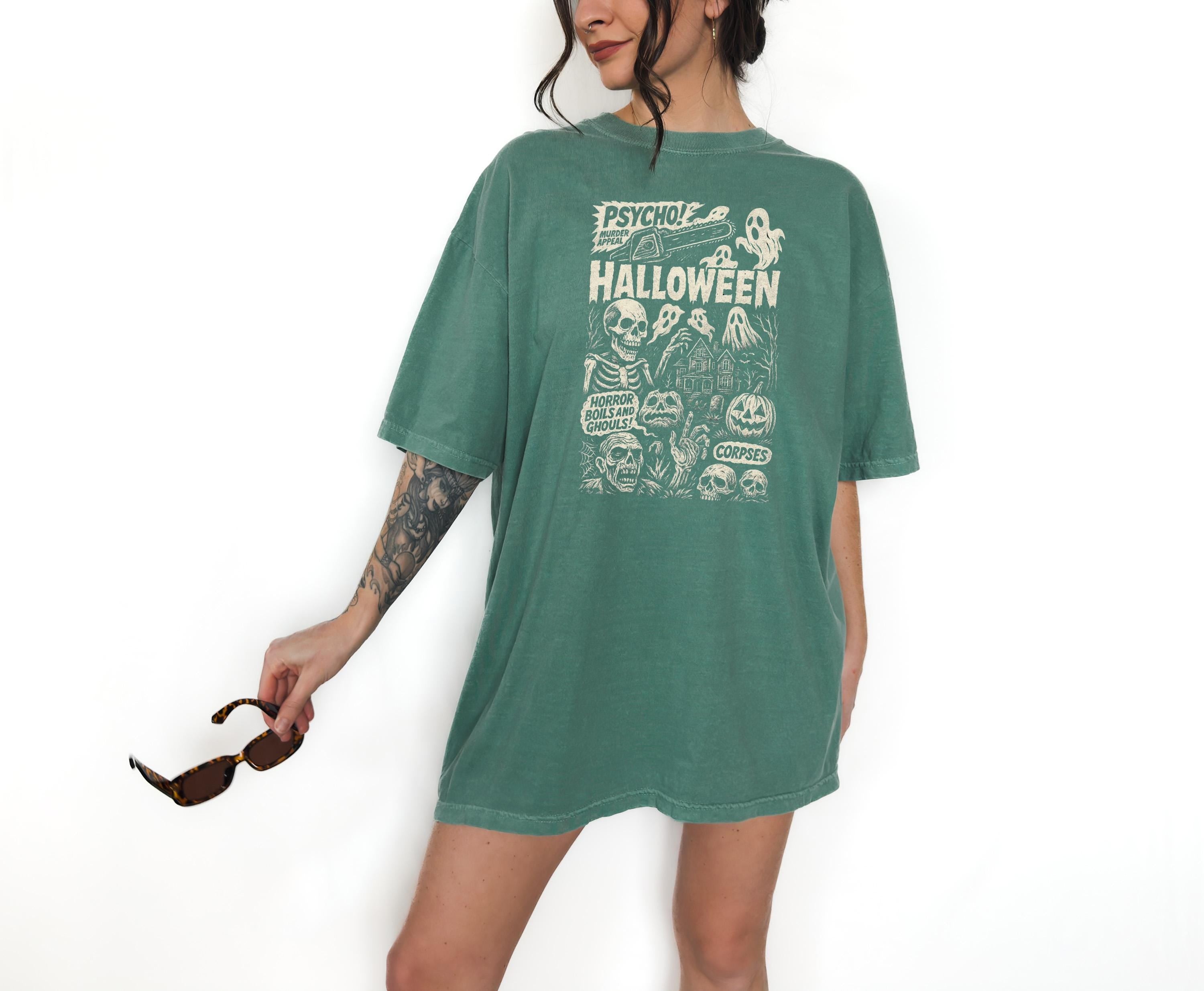 Spooky Halloween Comfort Colors Shirt, October 31st, Monsters Ghosts Jack O Lantern Design